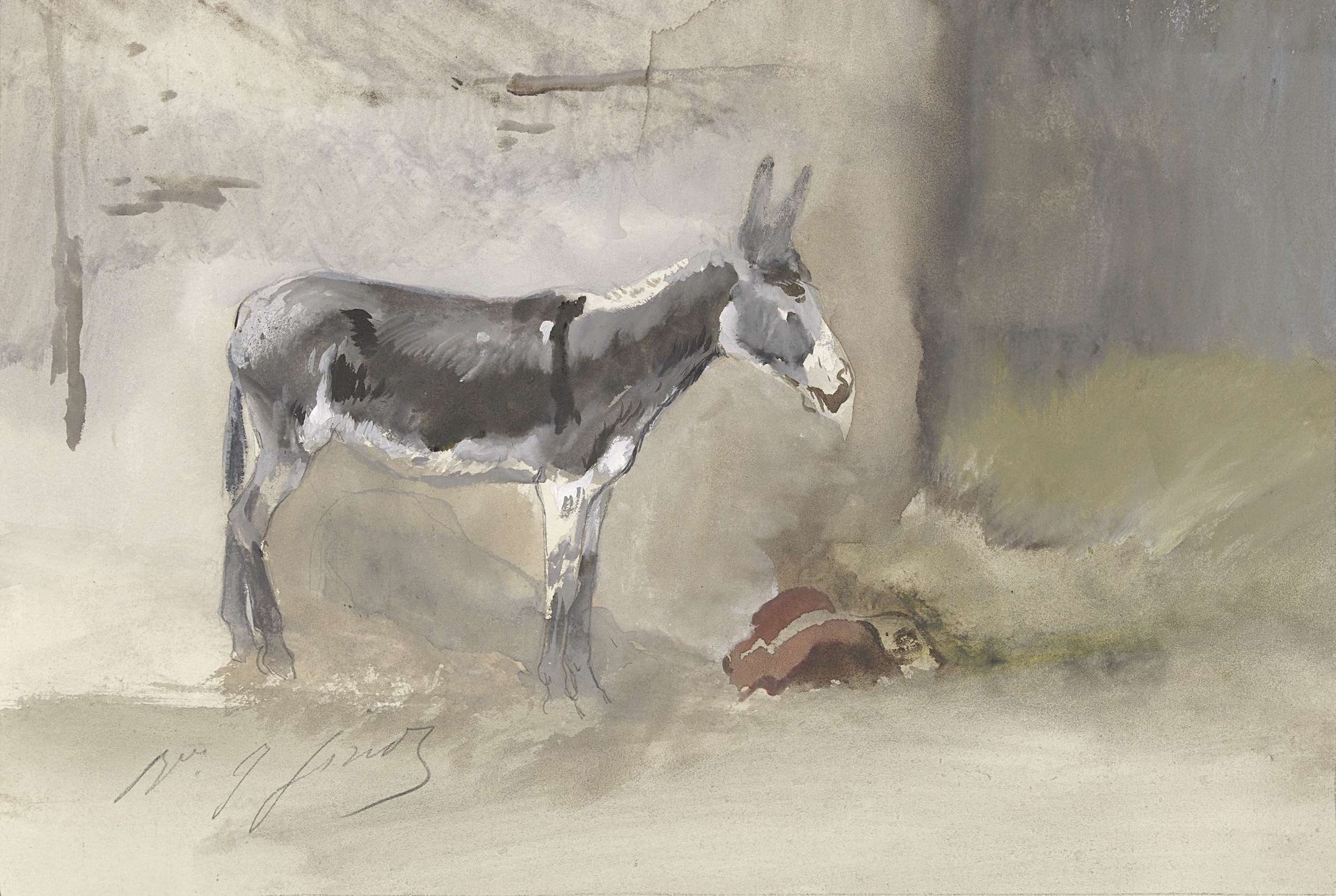 Ezel in een stal by Jules baron Finot