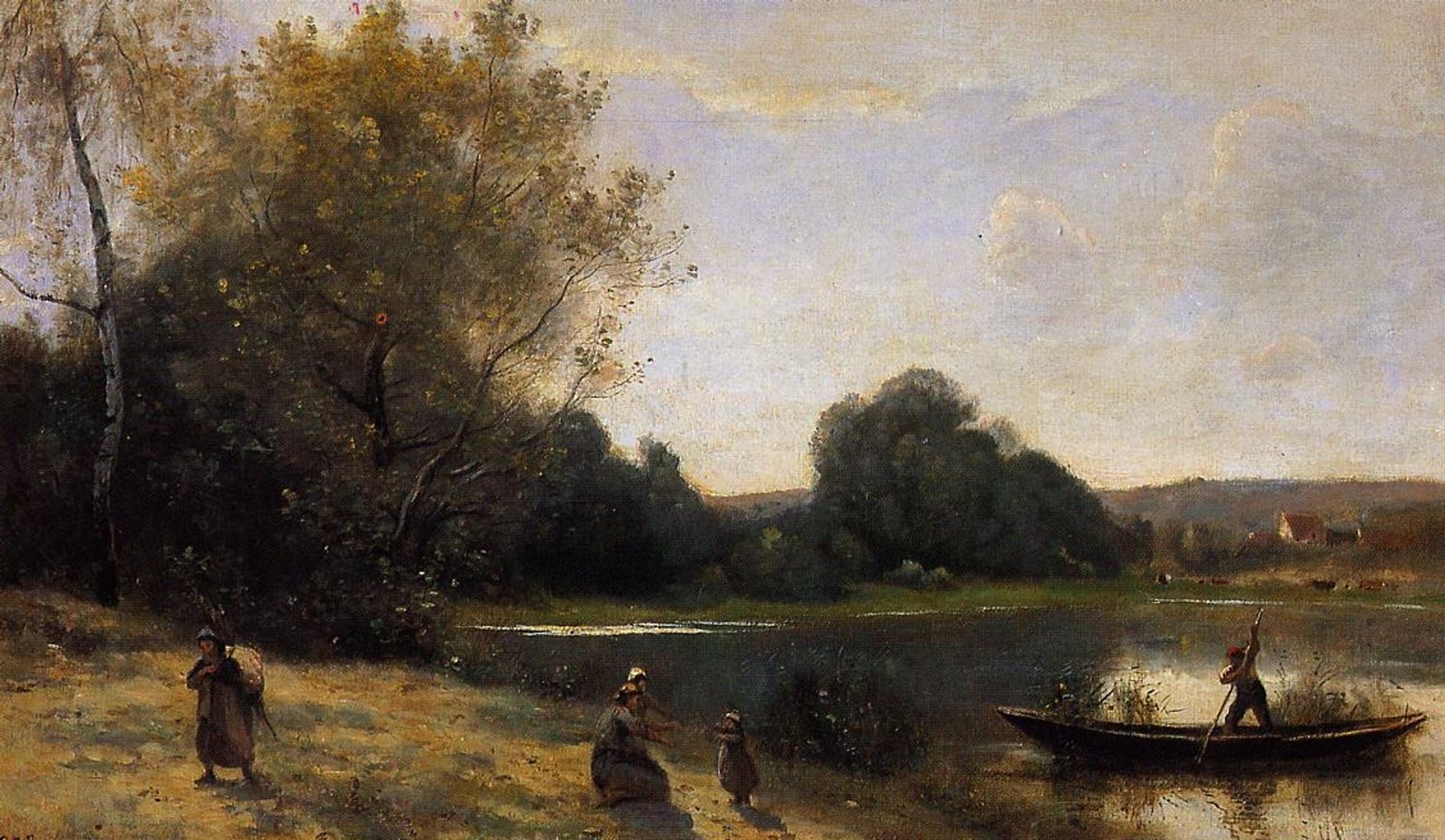 Ville d'Avray The Boat Leaving the Shore by Camille Corot