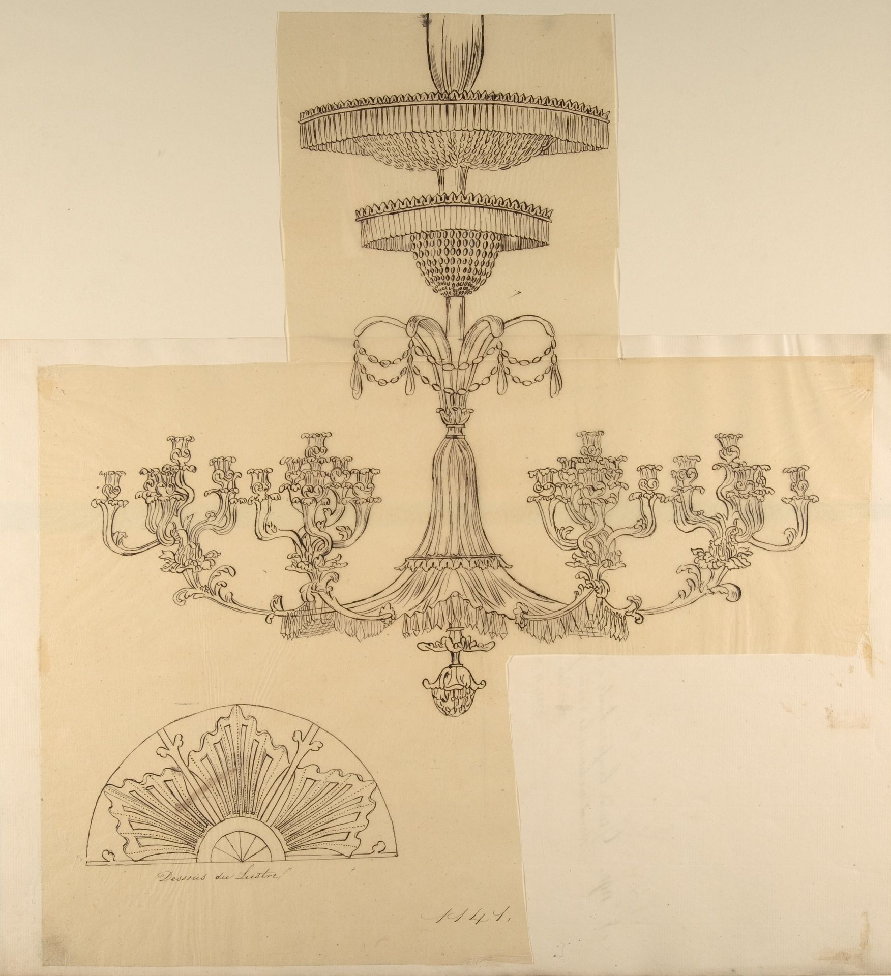Designs for a Chandelier and a Plaster Mount by Anonymous