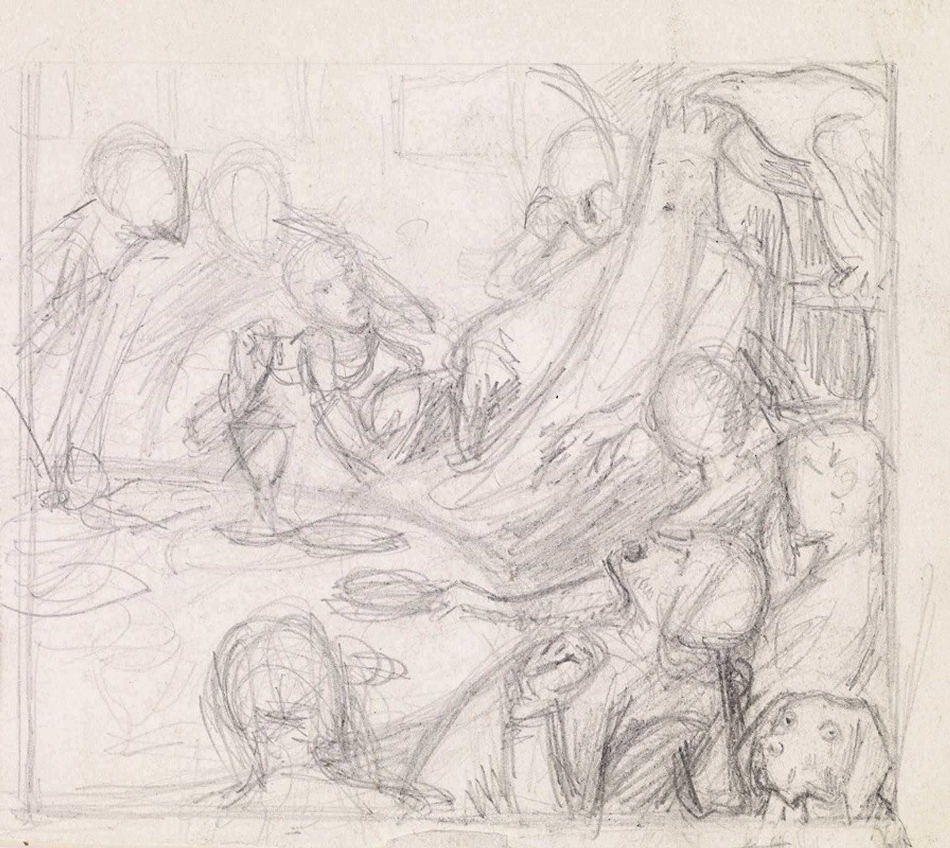 Tennyson’s The Day-Dream – Sketch of the King and Courtiers awakening the Revival by Sir John Everett Millais