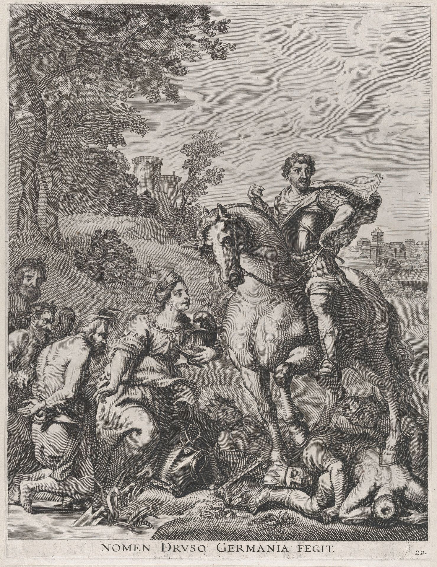 Plate 29: Germany conquered by Drusus; from Guillielmus Becanus's 'Serenissimi Principis Ferdinandi, Hispaniarum Infantis...' by Jacob Neeffs