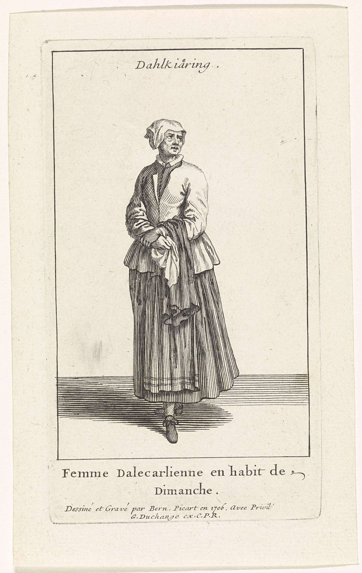 Zweedse vrouw gekleed op haar zondags by Bernard Picart