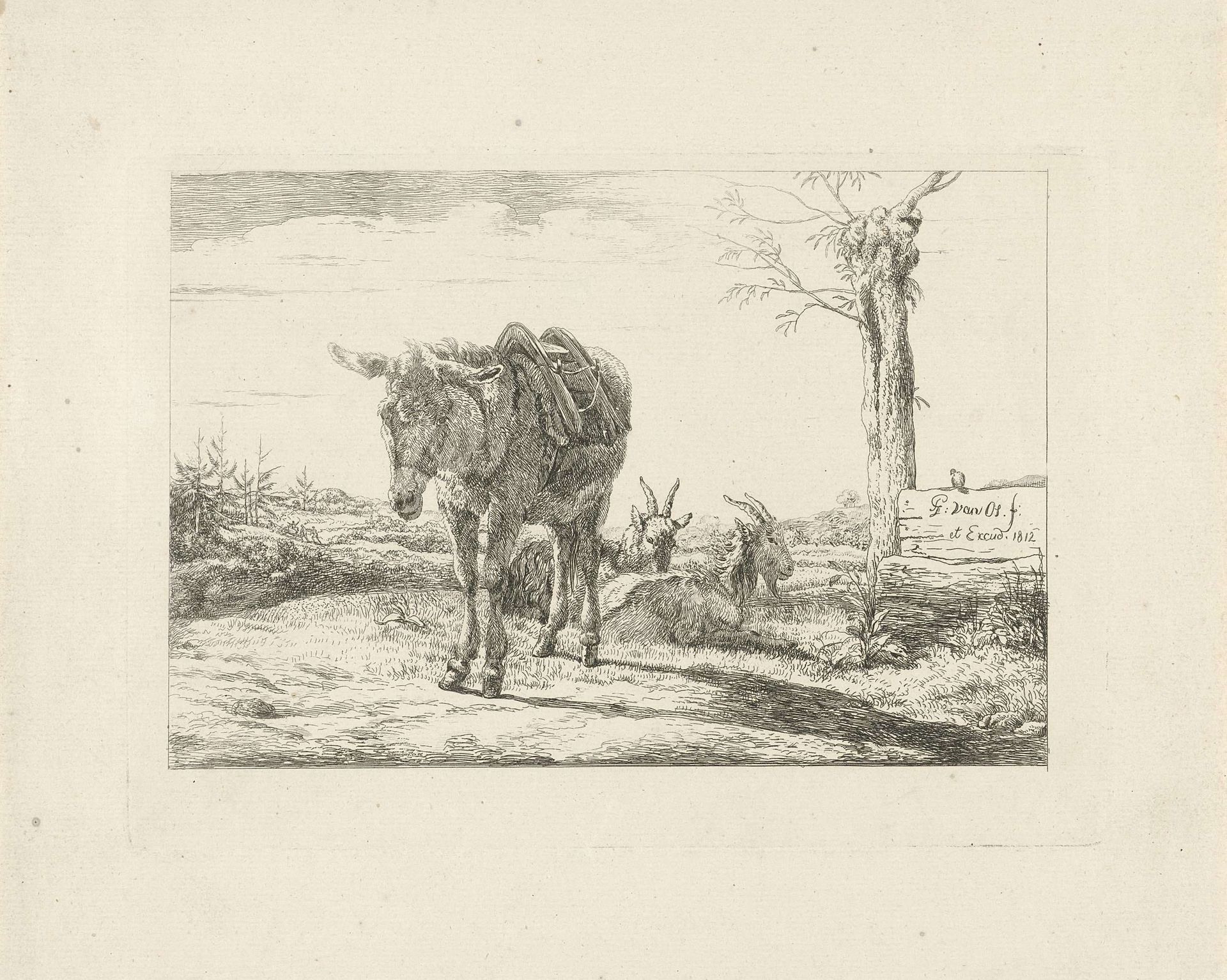 Een ezel en twee geiten by Pieter Gerardus van Os