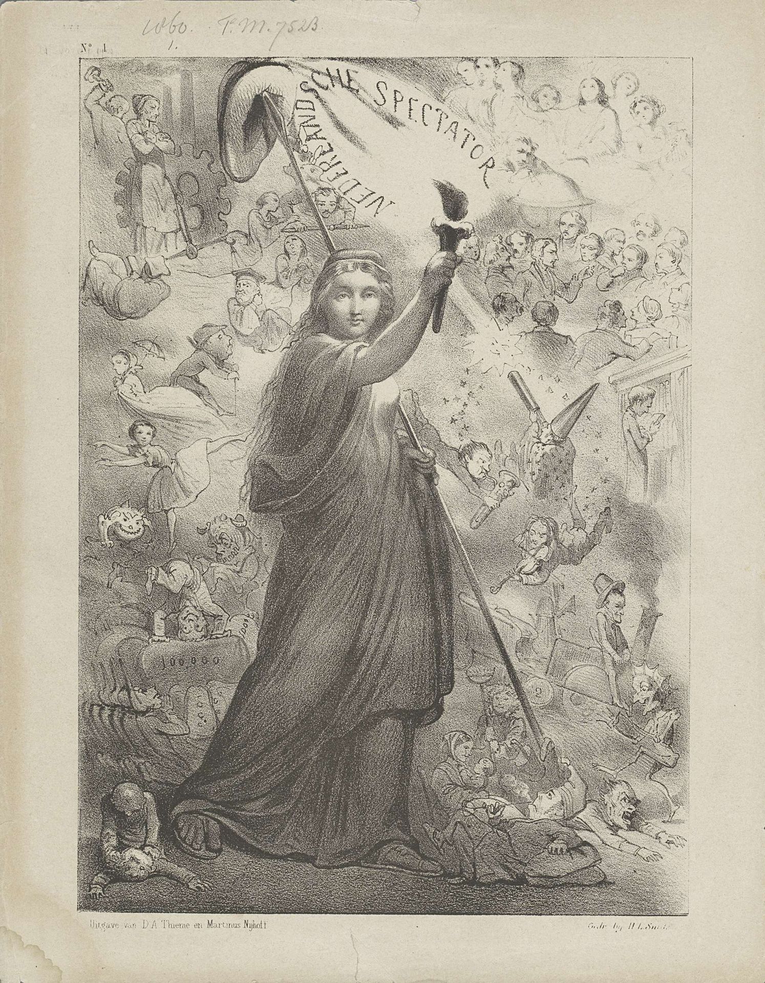 Titelblad De Nederlandsche Spectator, nr. 1, 1860 by Johan Michaël Schmidt Crans