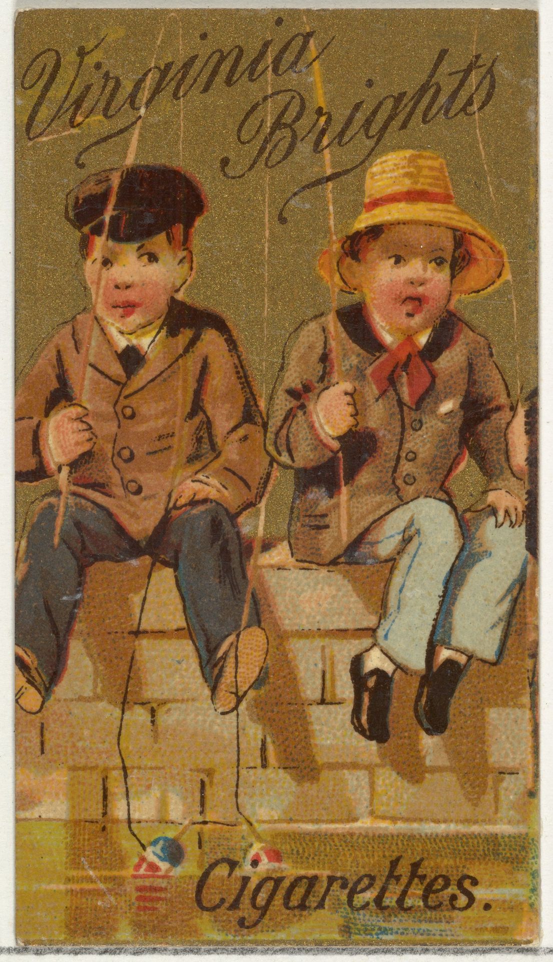 From the Girls and Children series (N64) promoting Virginia Brights Cigarettes for Allen & Ginter brand tobacco products by Allen & Ginter