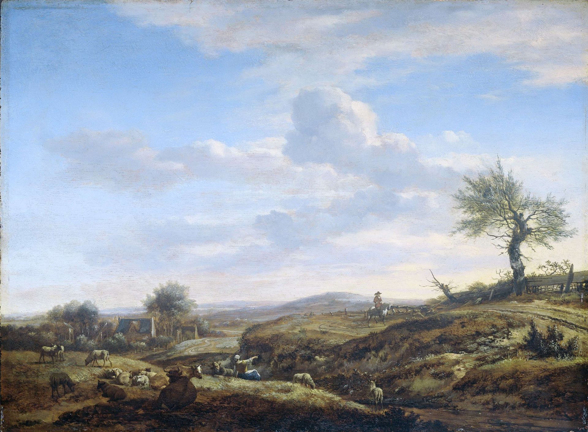 Hilly Landscape with a High Road by Adriaen van de Velde