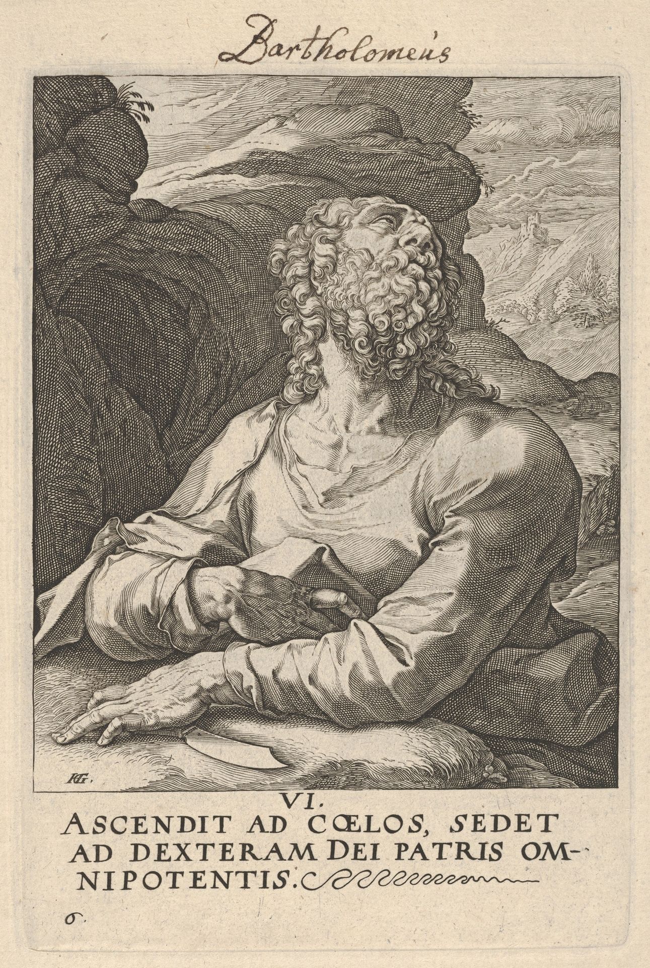 St. Bartholomew, from Christ,  the Apostles and St. Paul with the Creed by Hendrick Goltzius