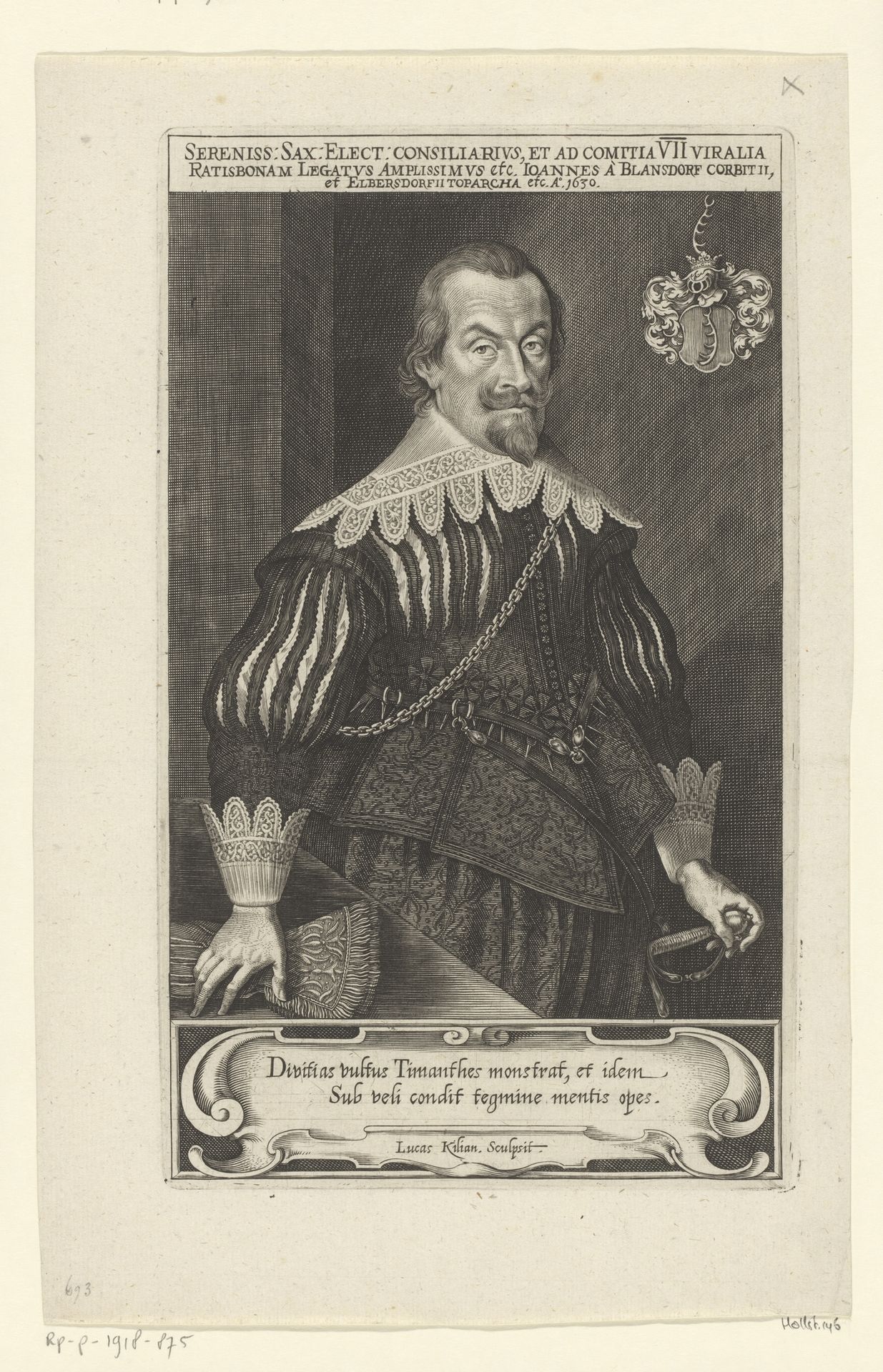 Portret van Johann von Blansdorf by Lucas Kilian