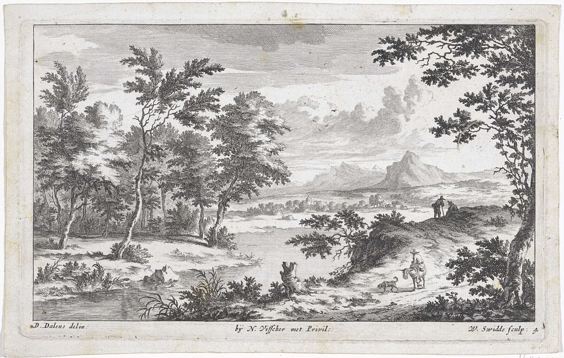 Landcschap met man op ezel by Willem Swidde