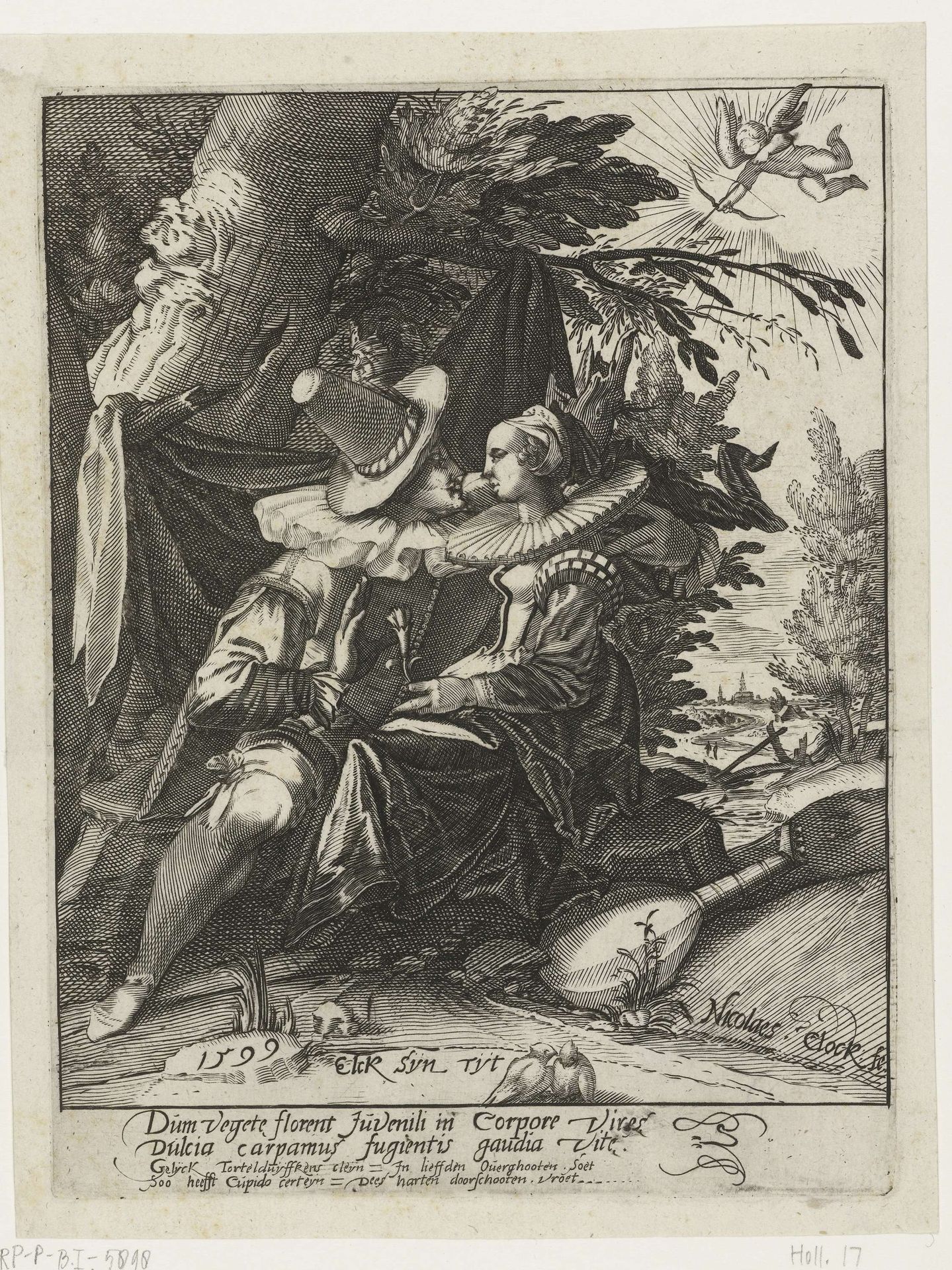 Verliefd paar onder een boom by Nicolaes Jansz. Clock