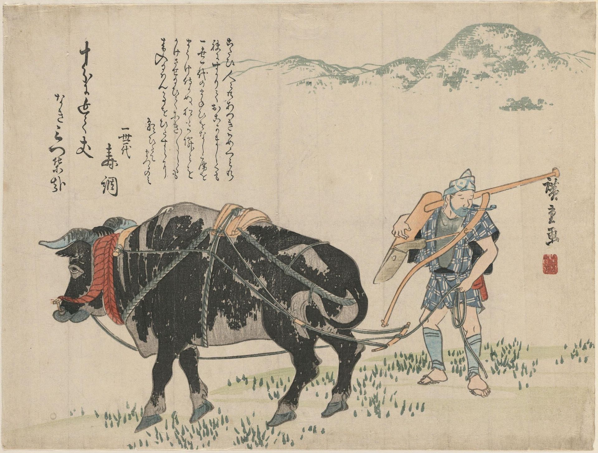 Farmer and Ox by Utagawa Hiroshige