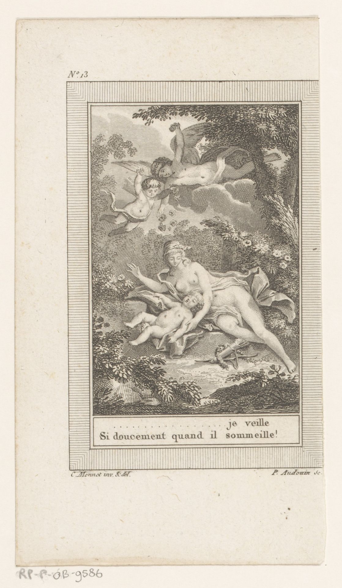 Venus met een slapende cupido op schoot by Pierre Audouin