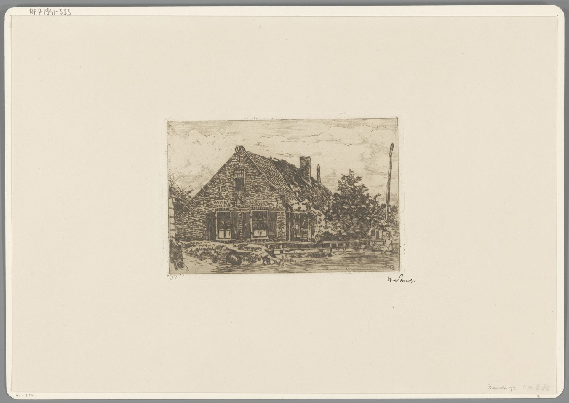 Boerderij met telegraafpaal by Willem de Zwart