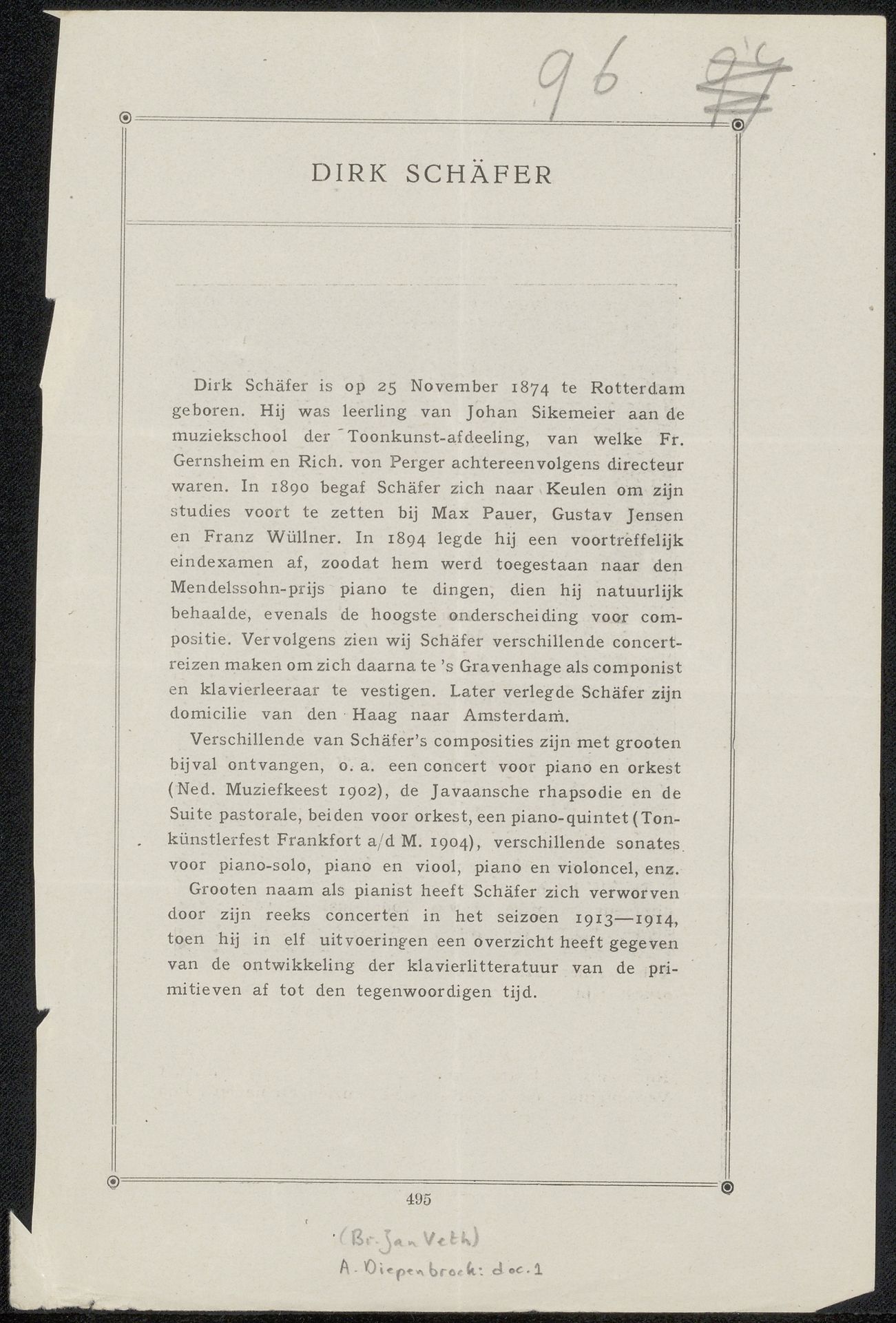 Artikel uit archief Jan Veth by Alphons Diepenbrock