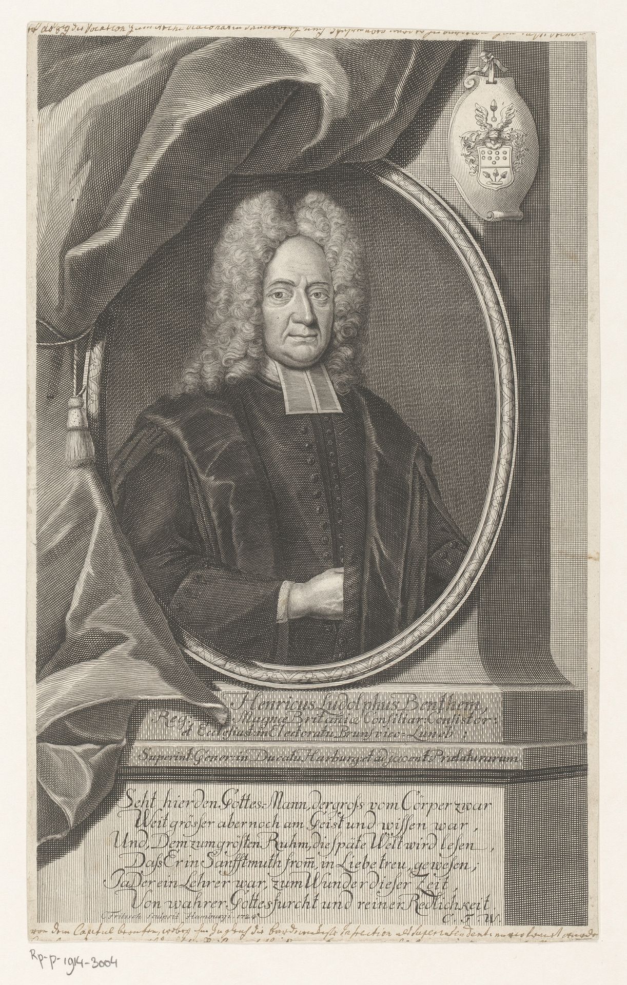 Portret van Heinrich Ludolph Bentheim by Christian Fritzsch