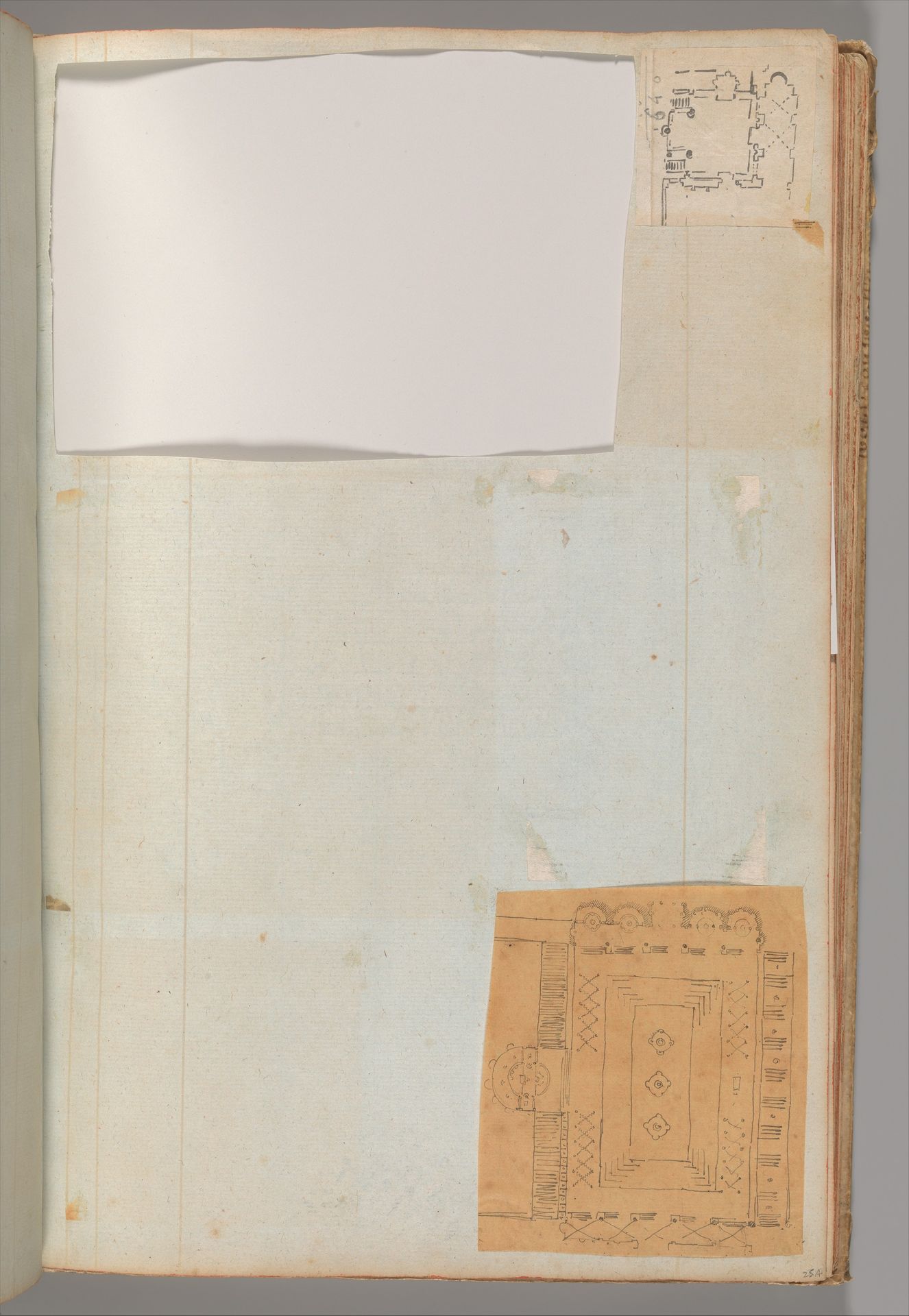Page from a Scrapbook containing Drawings and Several Prints of Architecture, Interiors, Furniture and Other Objects by Charles Percier