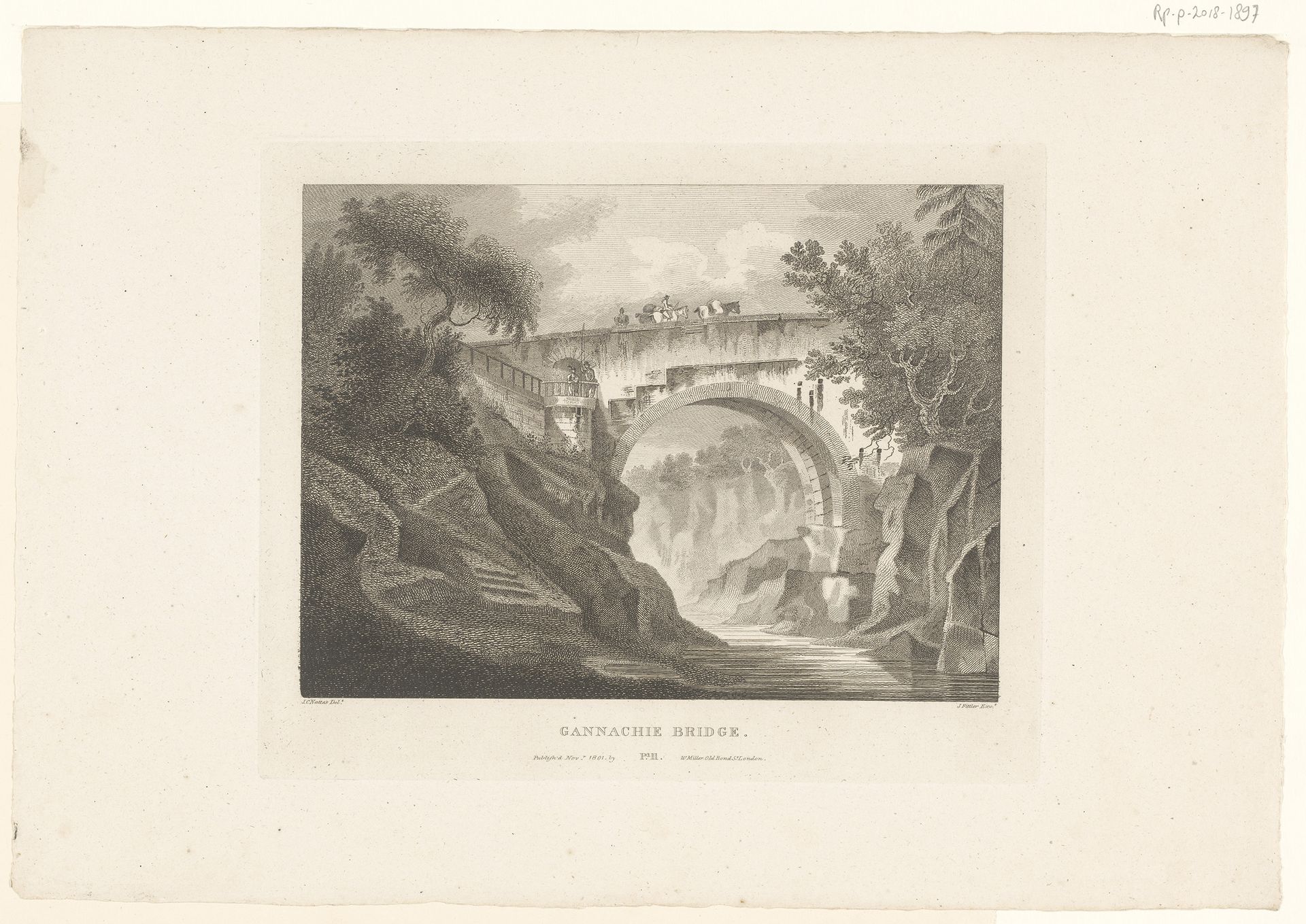 Gezicht op Gannachie Bridge by James Fittler