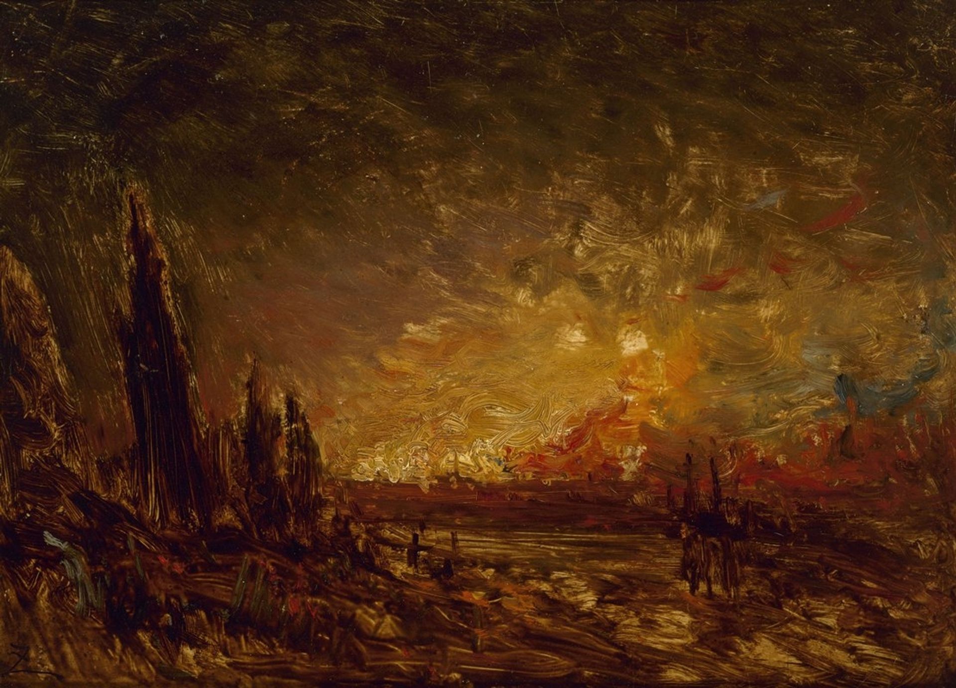 L’incendie by Félix Ziem