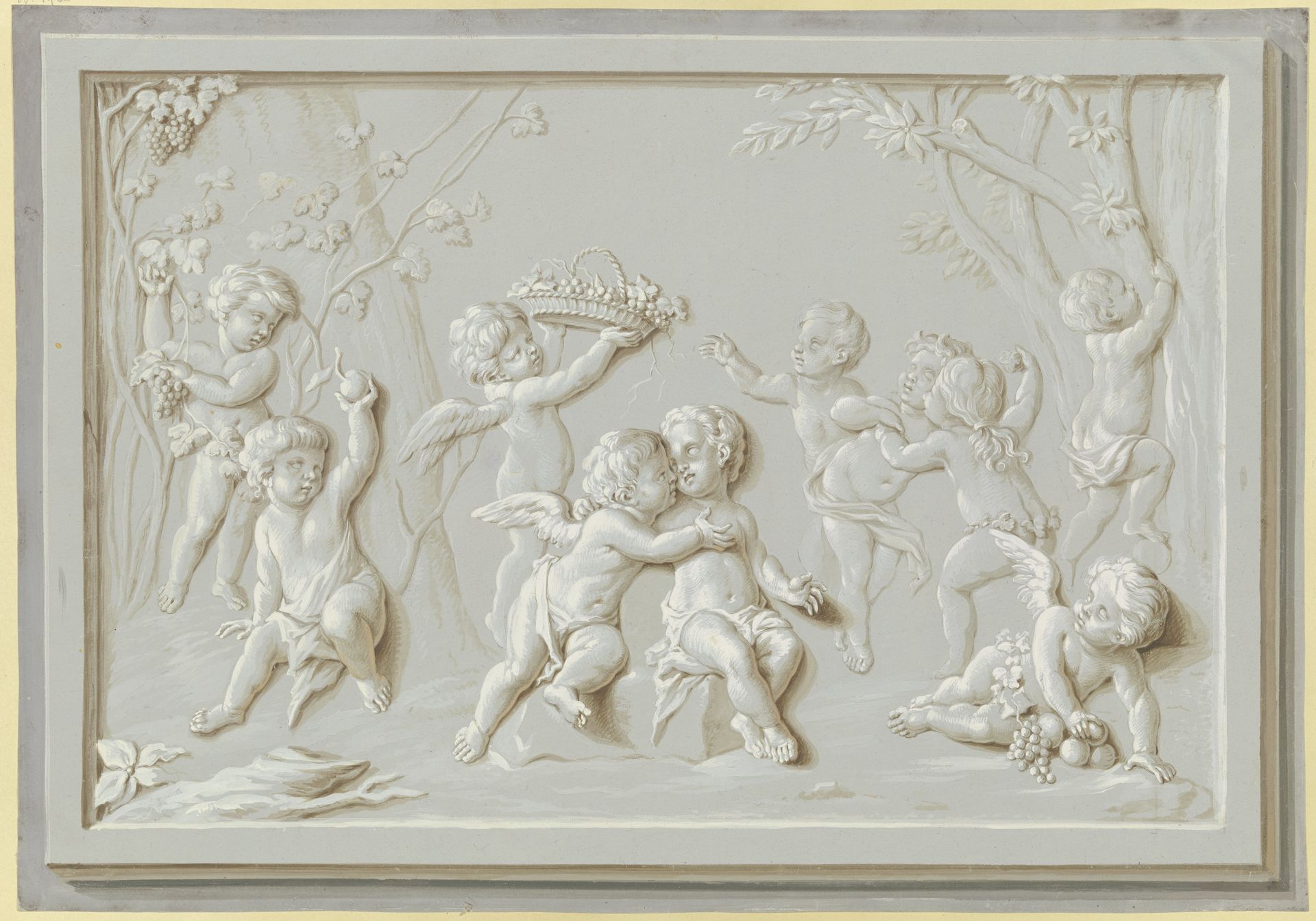 Amoretten bei der Weinlese, als Relief dargestellt by Andreas Leonhard Moeglich