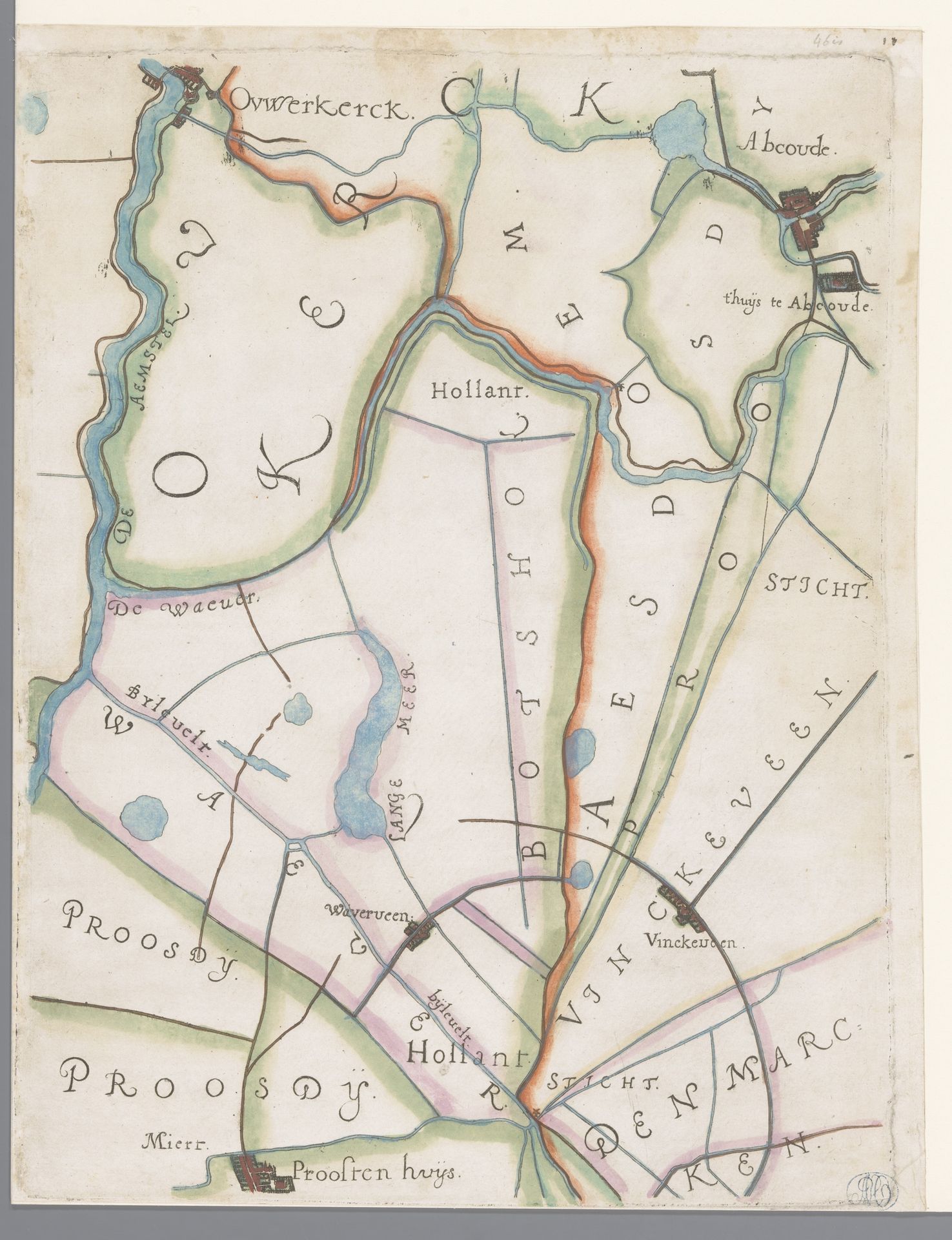 Deel van een kaart van het Hoogheemraadschap van Rijnland, met Abcoude en Vinkeveen by Floris Balthasarsz van Berckenrode