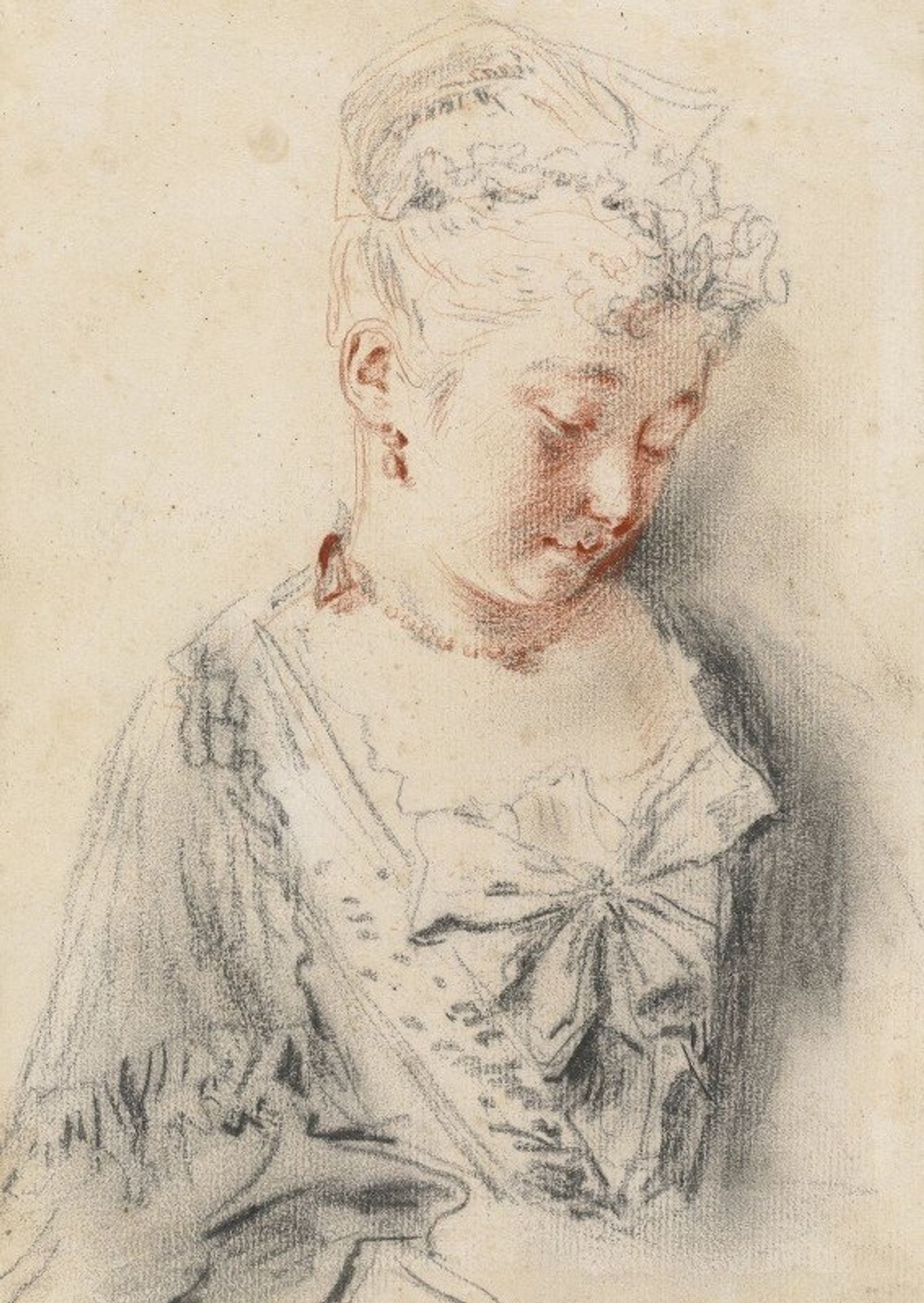 Seated Woman Looking Down by Jean-Antoine Watteau