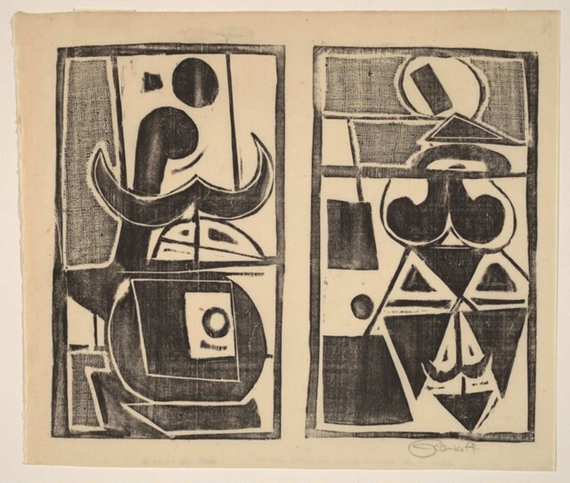 Untitled (Abstract collage monotype woodcut) by Sam Glankoff