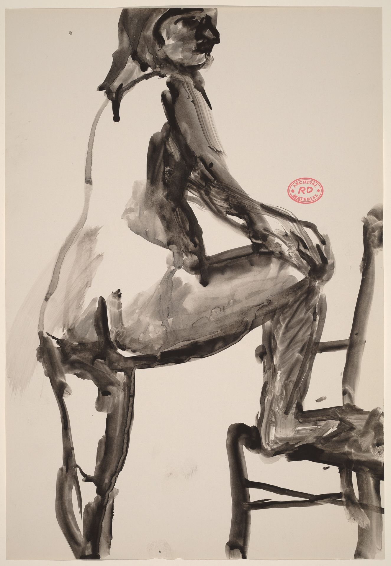 Untitled [standing female nude with right foot in chair] by Richard Diebenkorn