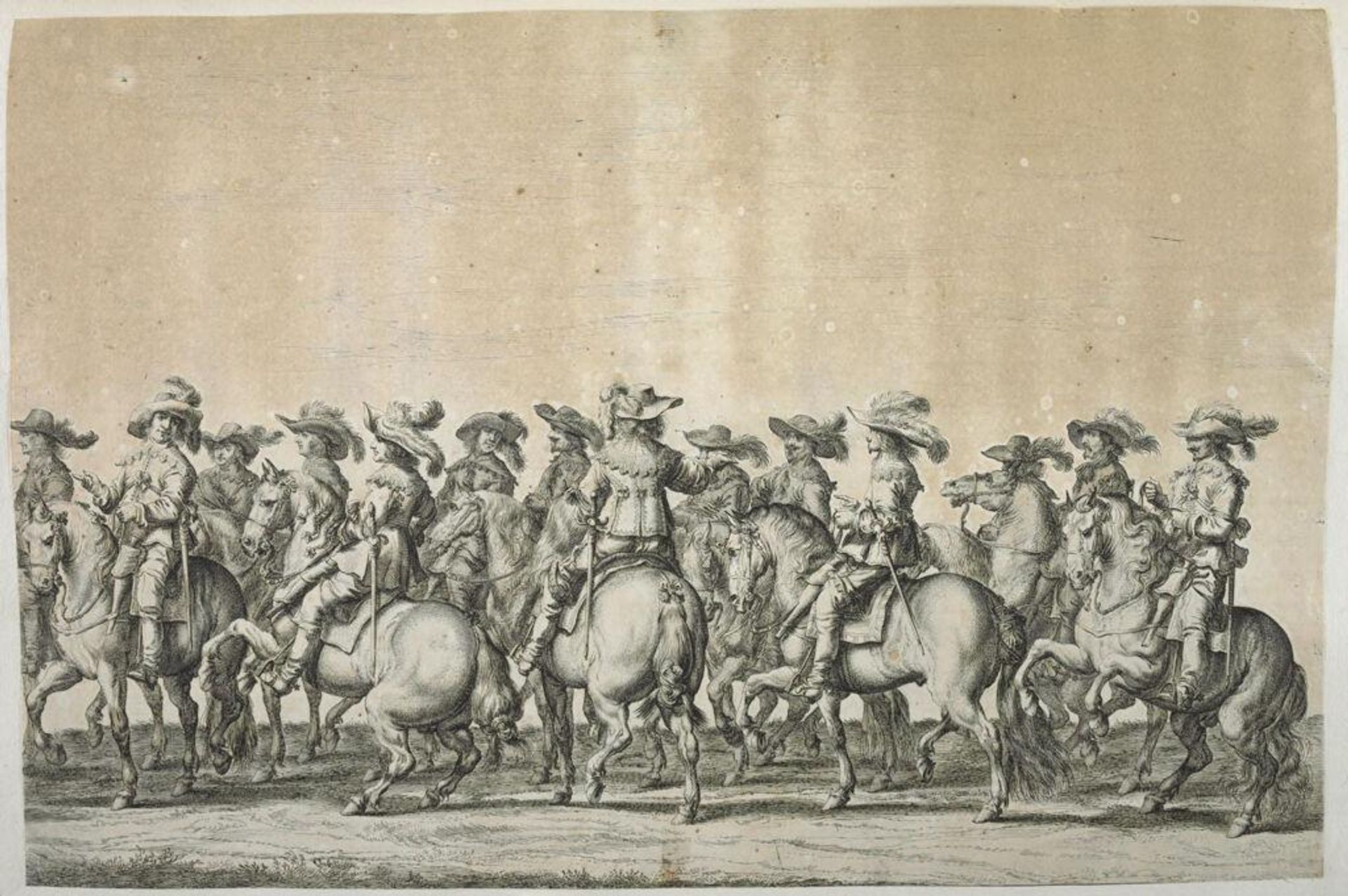 Group of Courtiers on Horseback, Second in File Gesturing and Looking Back by Pieter Nolpe