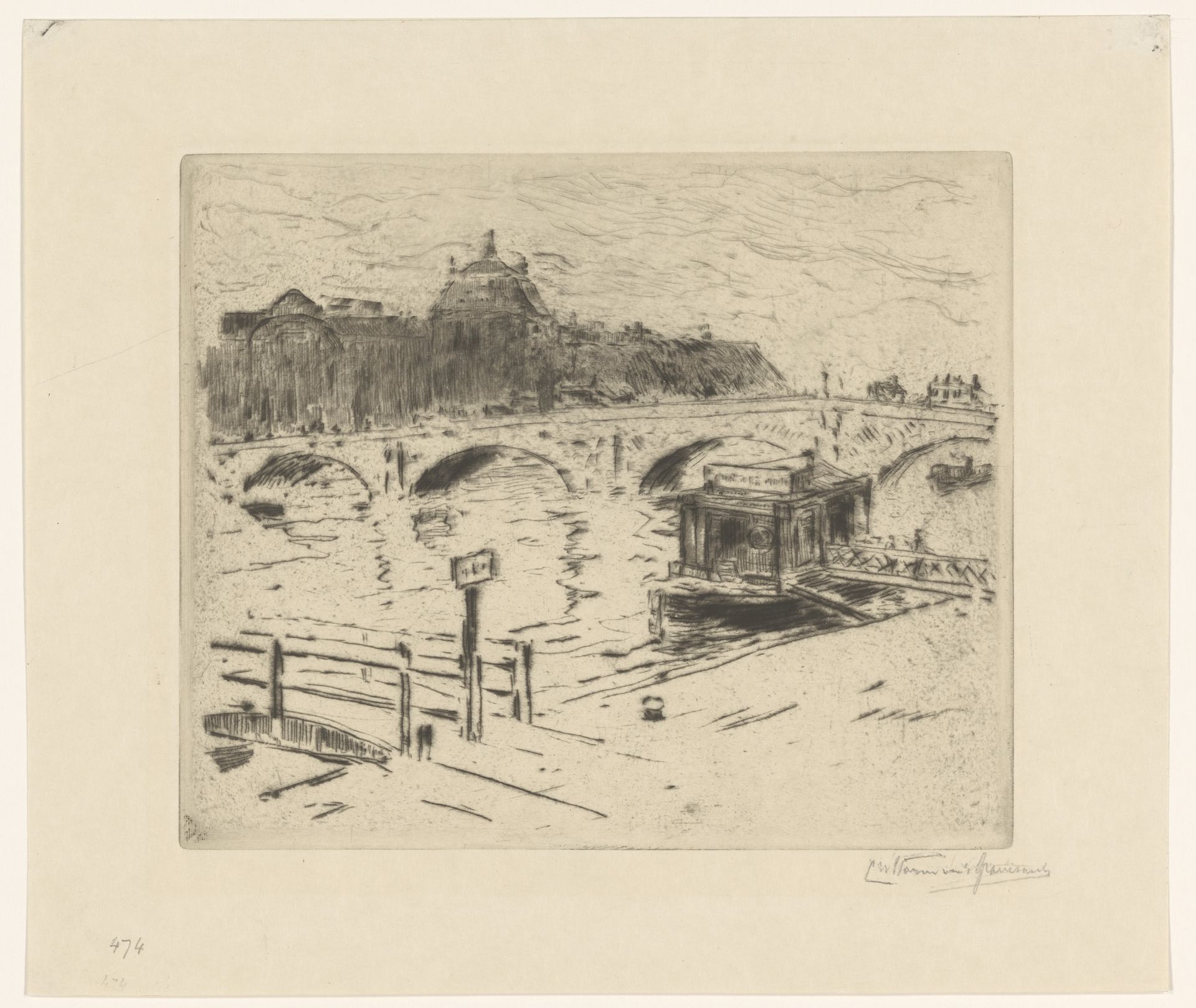 Gezicht op de Pont Royal in Parijs by Carel Nicolaas Storm van 's-Gravesande