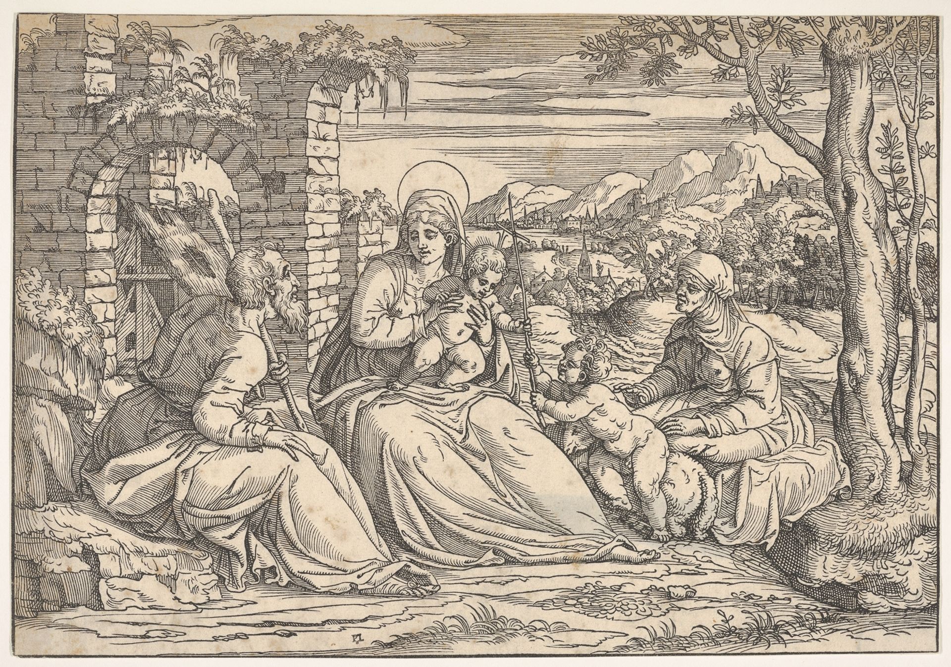 The Holy Family with saints Elizabeth and John by Nicolò Boldrini