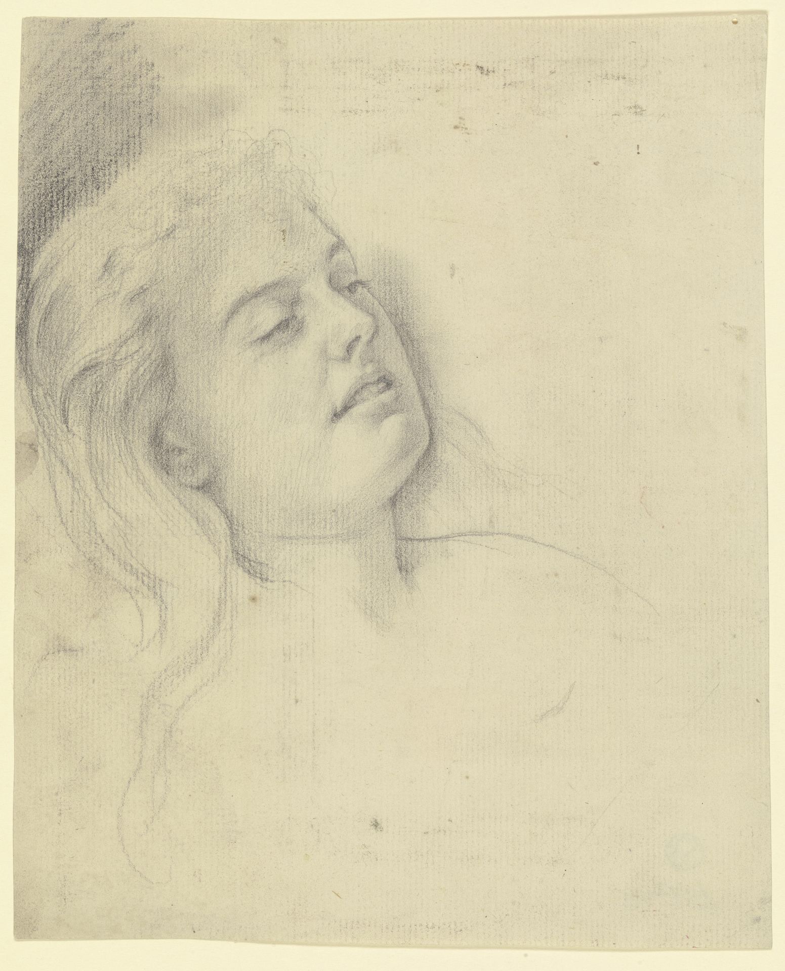 Kopf einer lagernden jungen Frau by Otto Scholderer