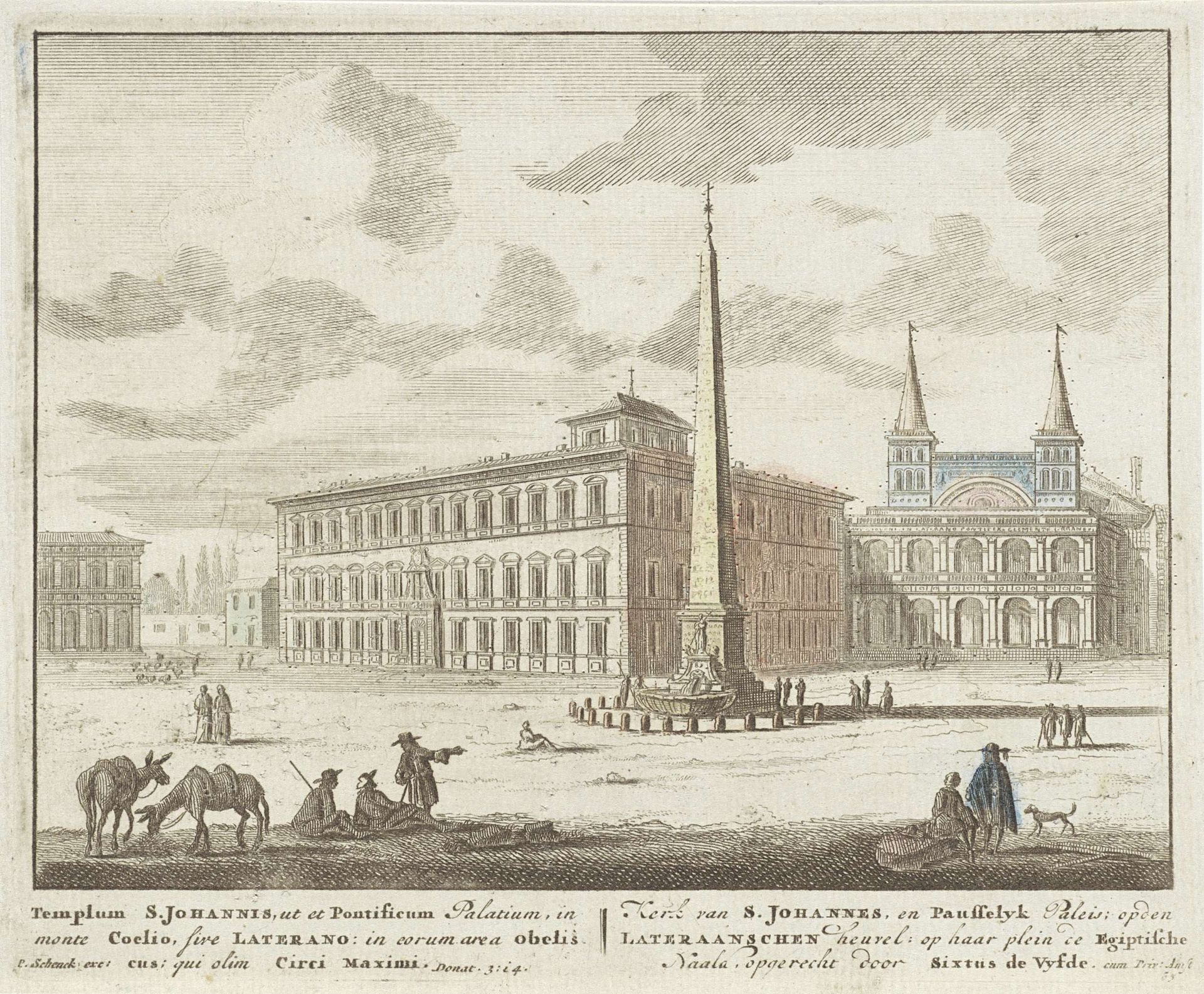 Lateraanse Obelisk en het Lateraans Paleis te Rome by Anonymous