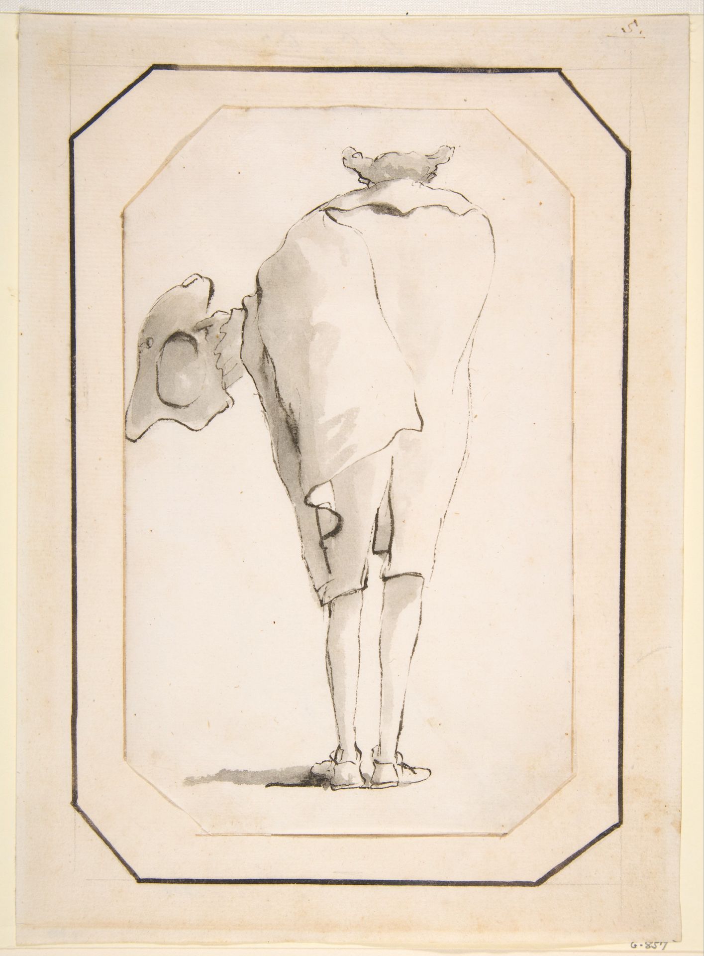 Caricature of a Man Holding a Tricorne, Seen from Behind by Giovanni Battista Tiepolo