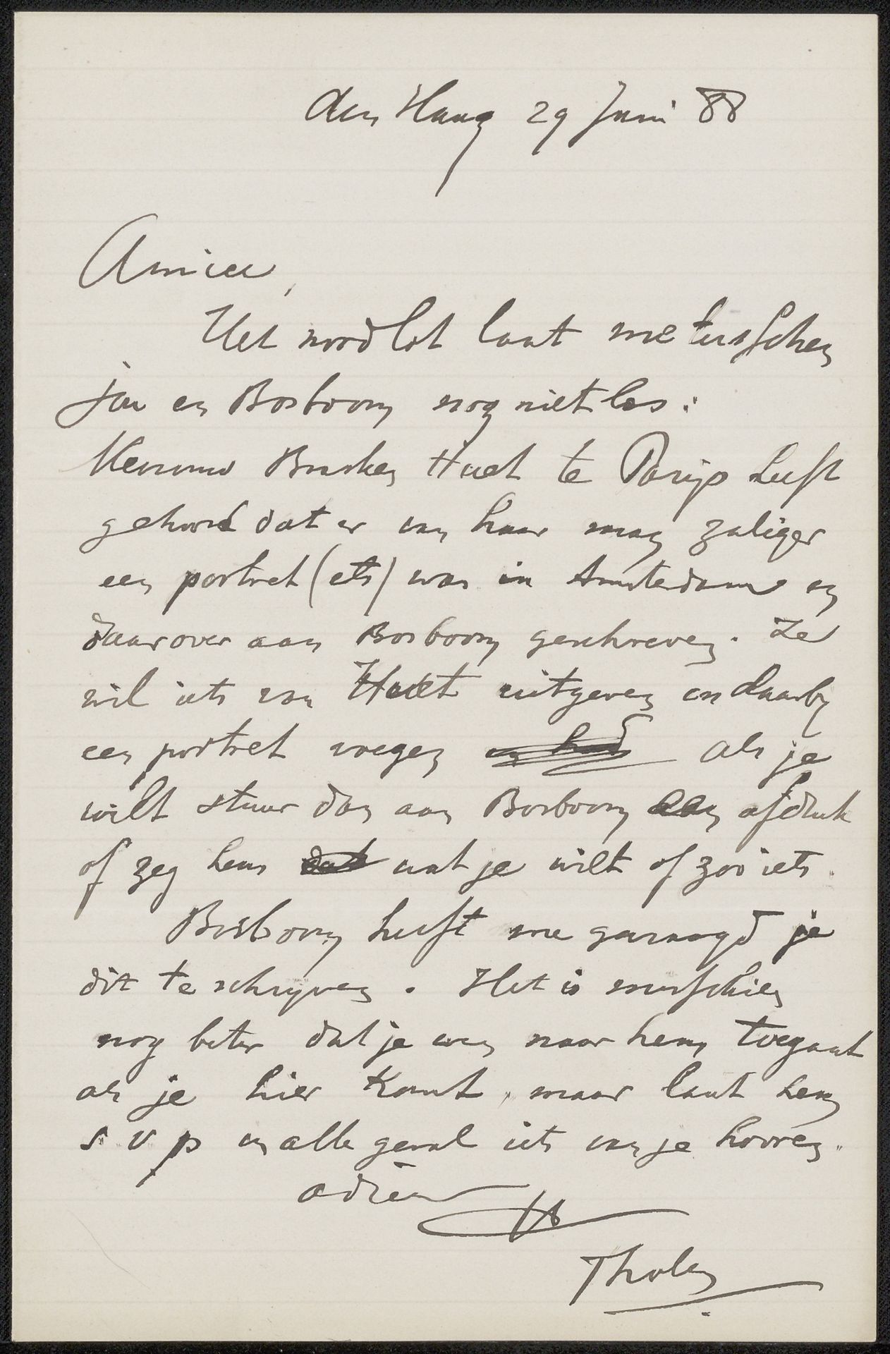 Brief aan Jan Veth by Willem Bastiaan Tholen