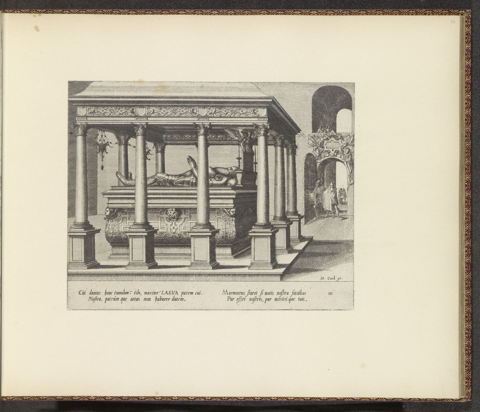 Vrijstaand grafmonument met baldakijn voor een man by Johannes of Lucas van Doetechum