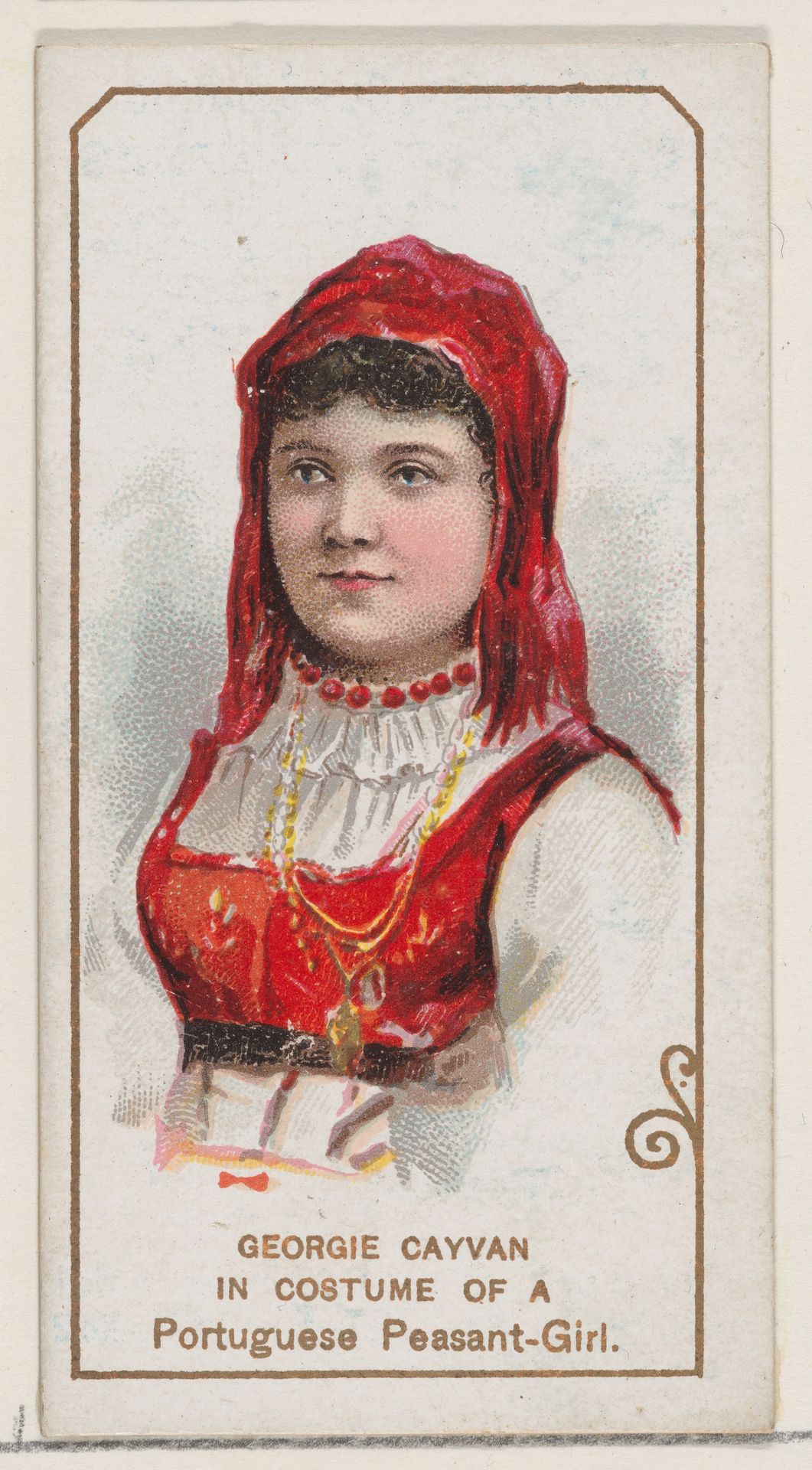 Georgie Cayvan in Costume of a Portuguese Peasant Girl, from the set Actors and Actresses, First Series (N70) for Duke brand cigarettes by W. Duke, Sons & Co.