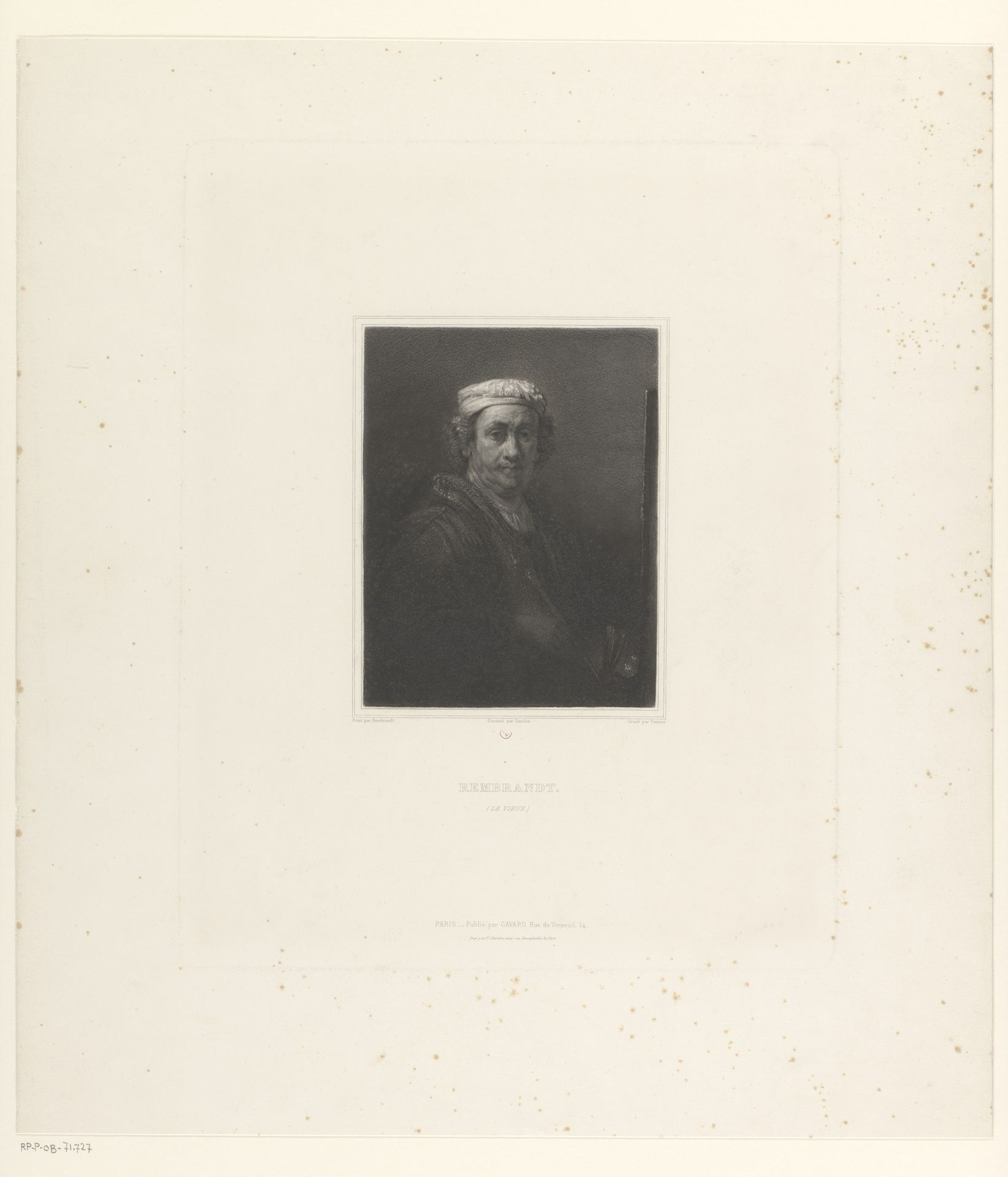 Portret van Rembrandt van Rijn by Jacques Etienne Pannier