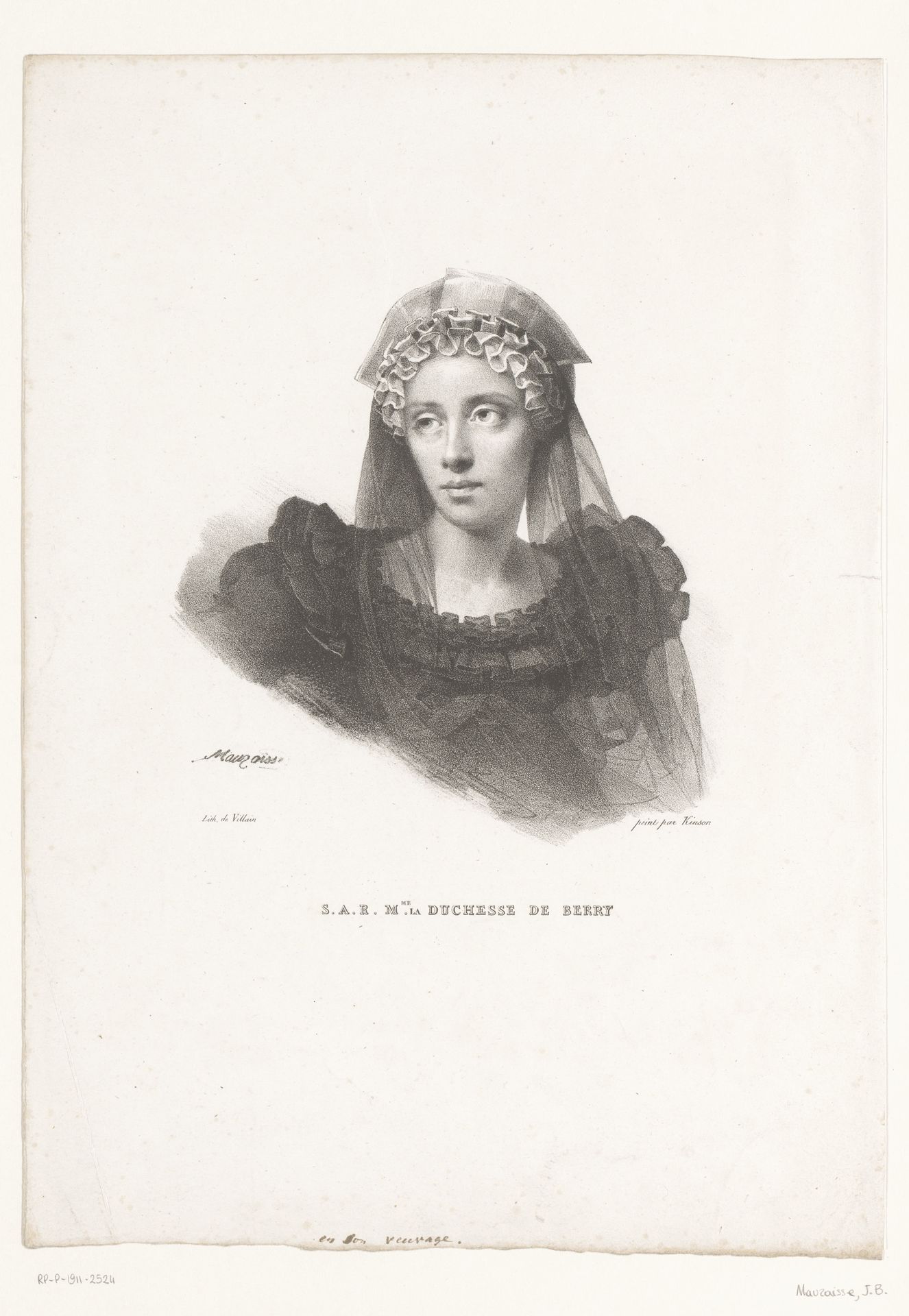 Portret van Maria Carolina van Bourbon-Sicilië, hertogin van Berry by Jean-Baptiste Mauzaisse