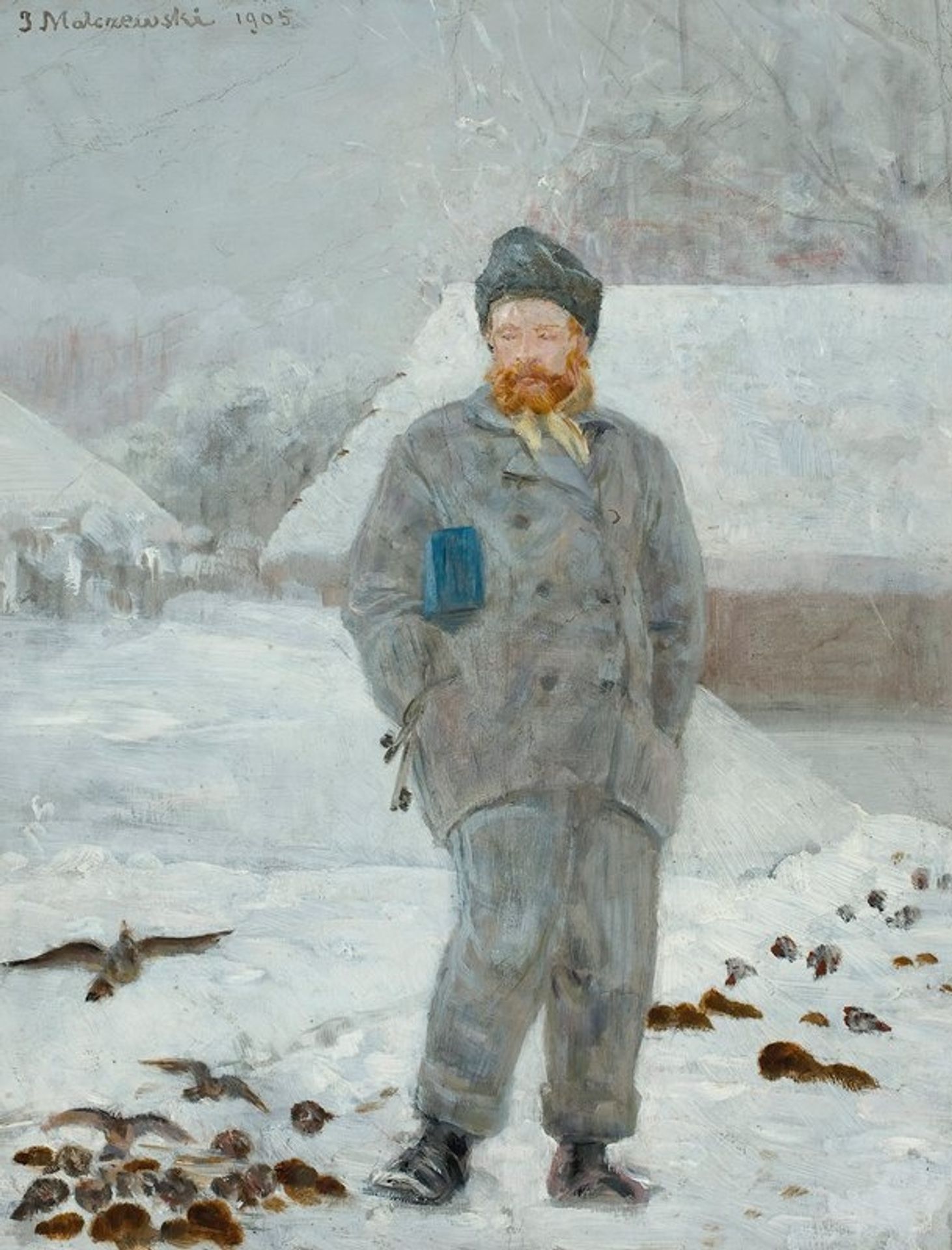 Portrait of Adolf Dygasiński with birds by Jacek Malczewski