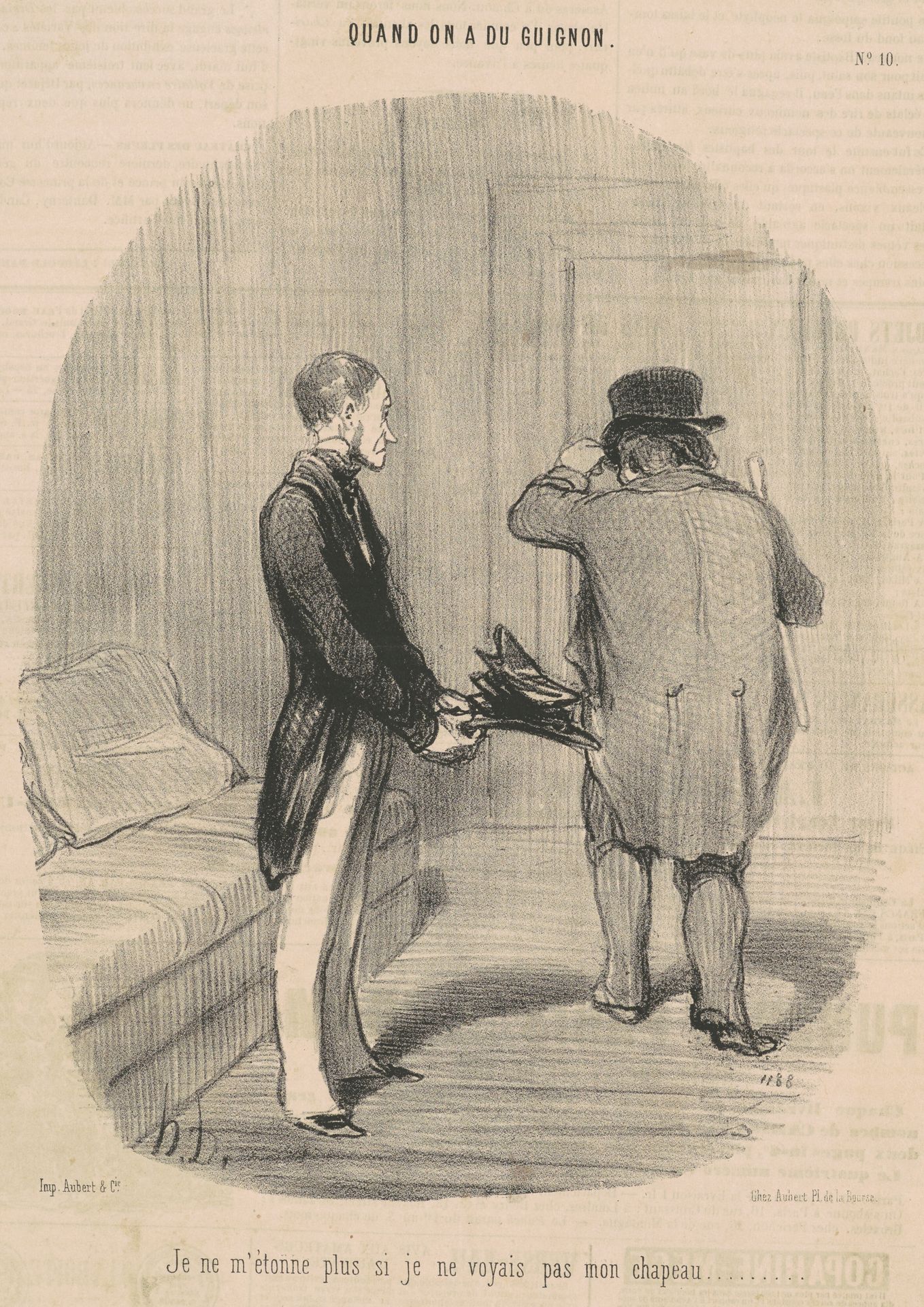 Je ne m'étonne plus si je ne voyais pas mon chapeau ... by Honoré Daumier