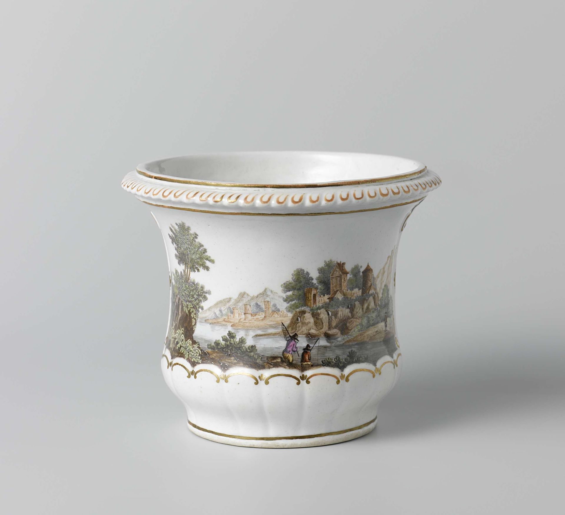 Two flowerpot containers (cache-pots) and stands by Loosdrecht