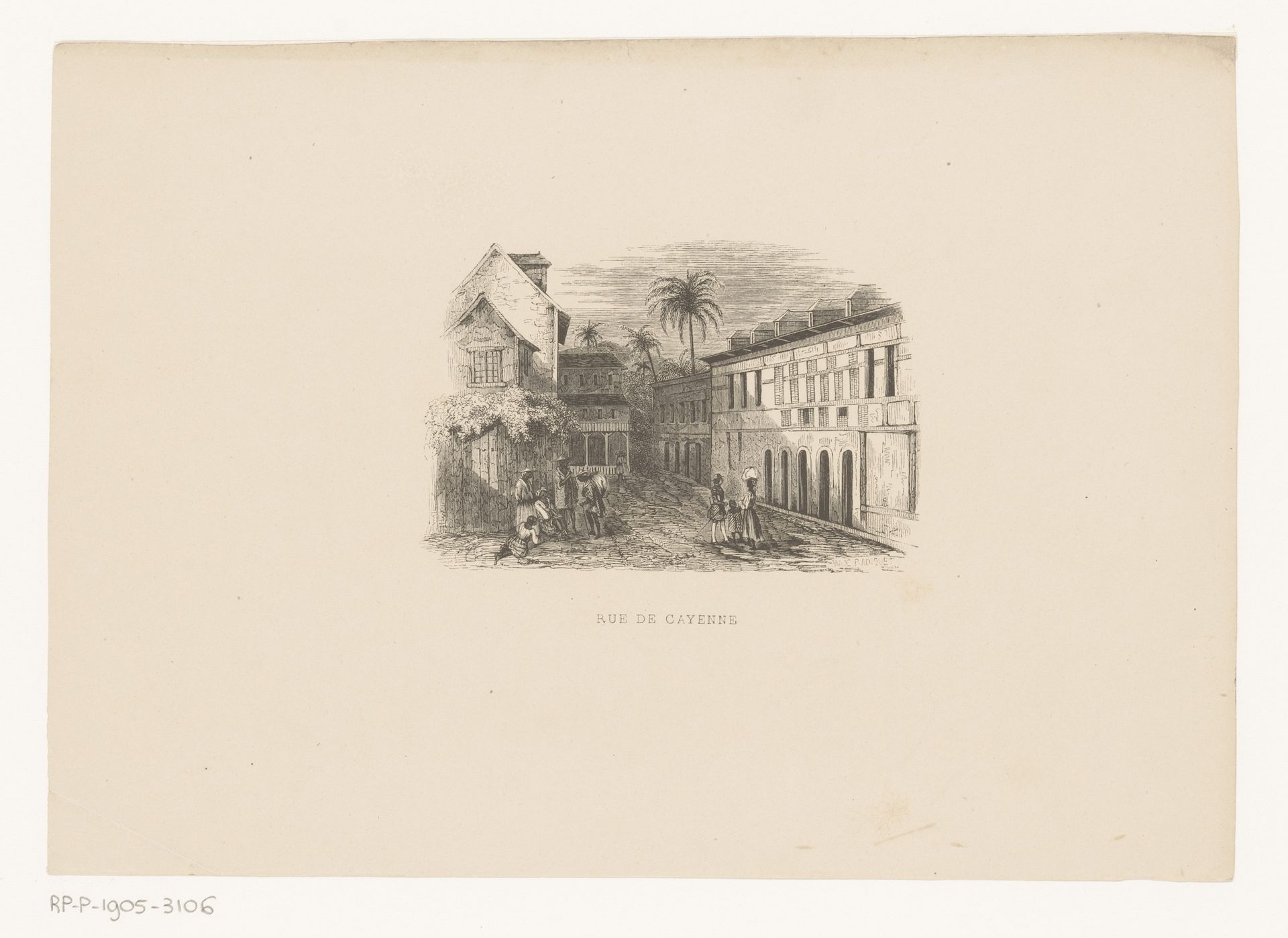 Gezicht op de Rue de Cayenne by Maximilien René Radiguet