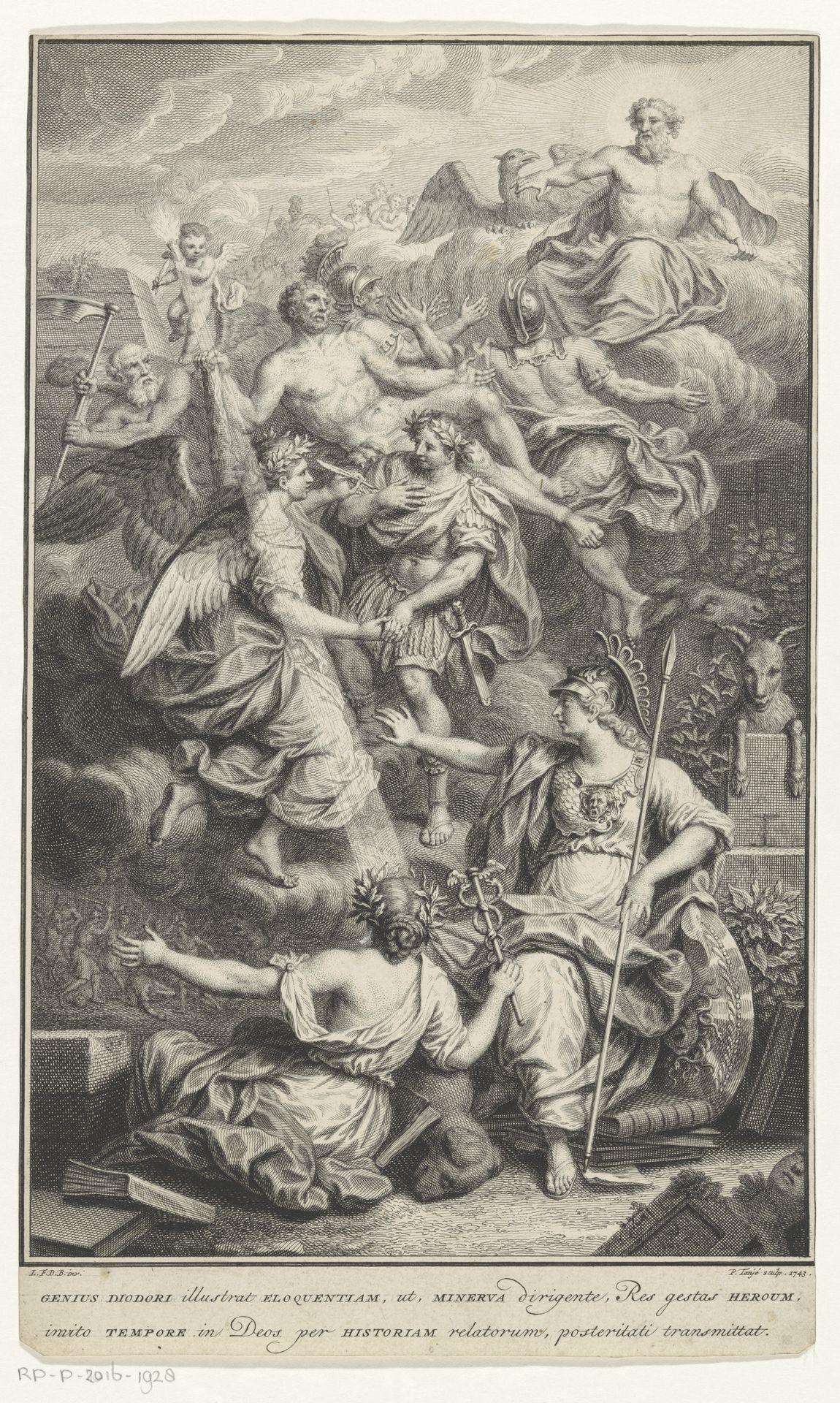 Apotheose van helden onder de regering van Minerva by Pieter Tanjé