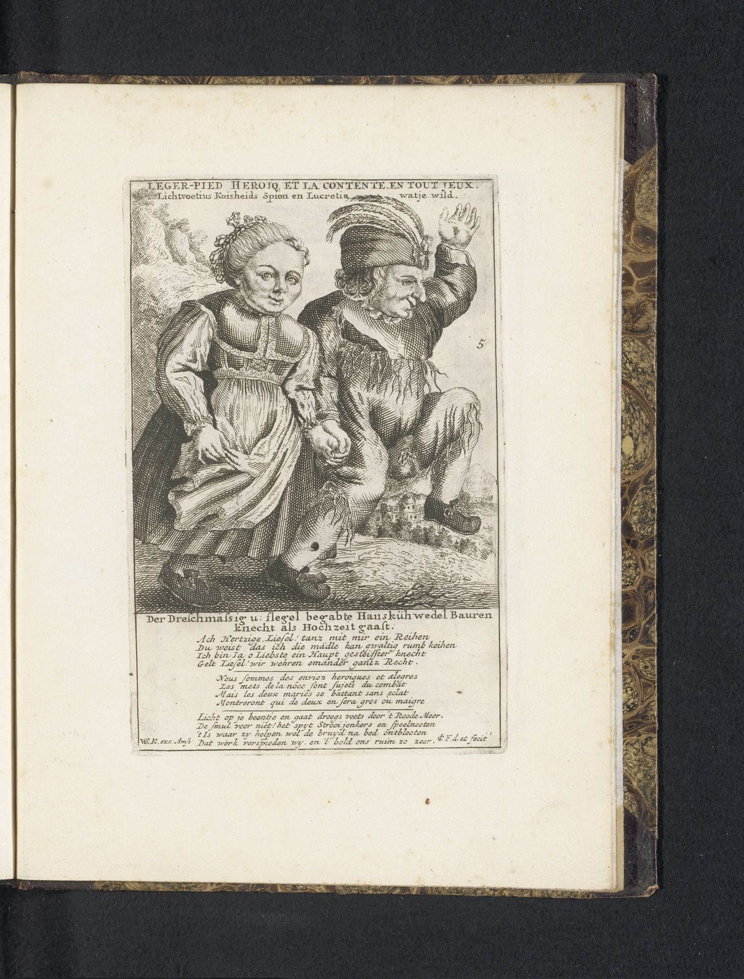 Dansend dwergenpaar, 1720 by Jacob Folkema