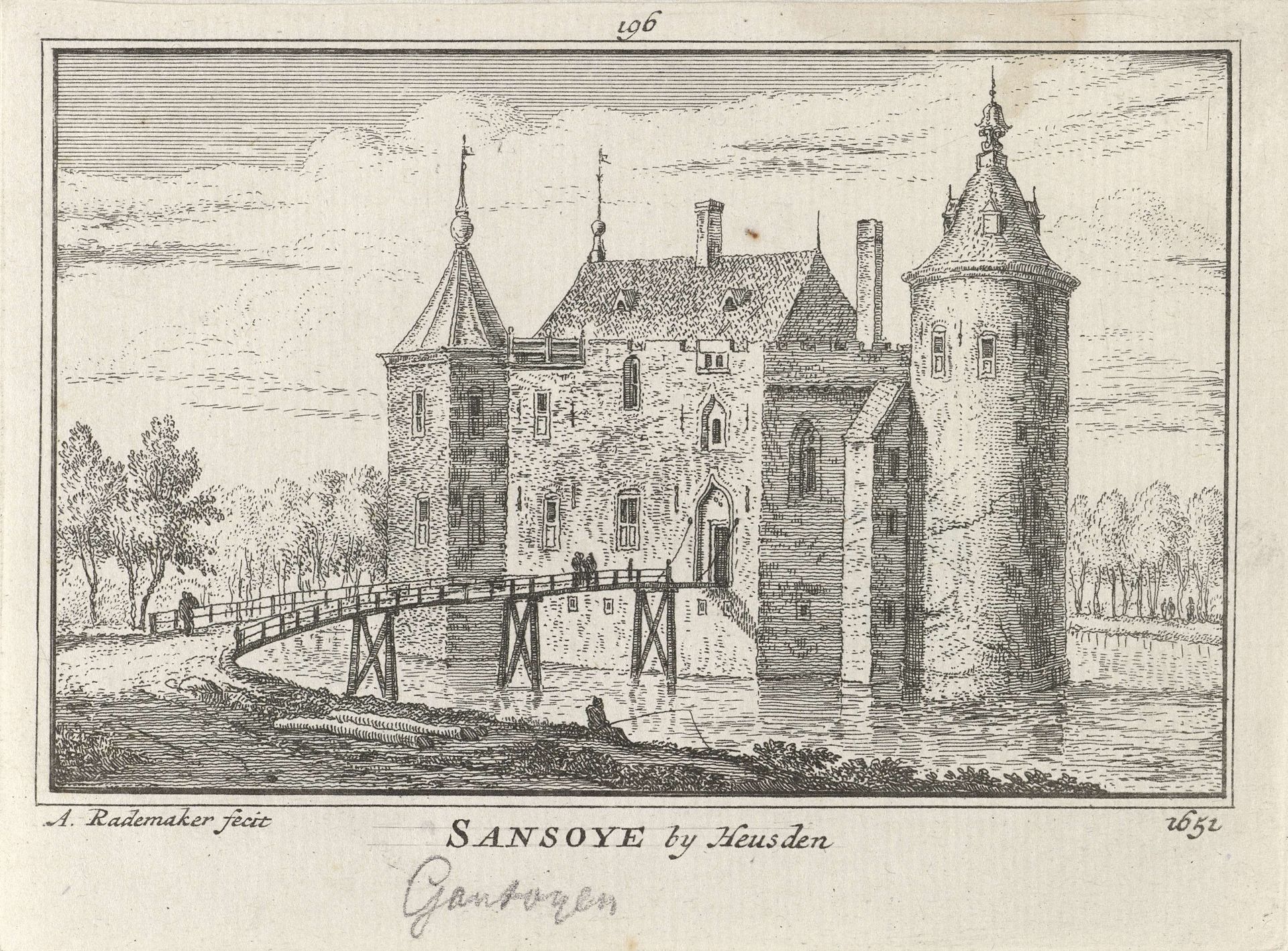 Gezicht op Kasteel Gansoijen, 1652 by Abraham Rademaker