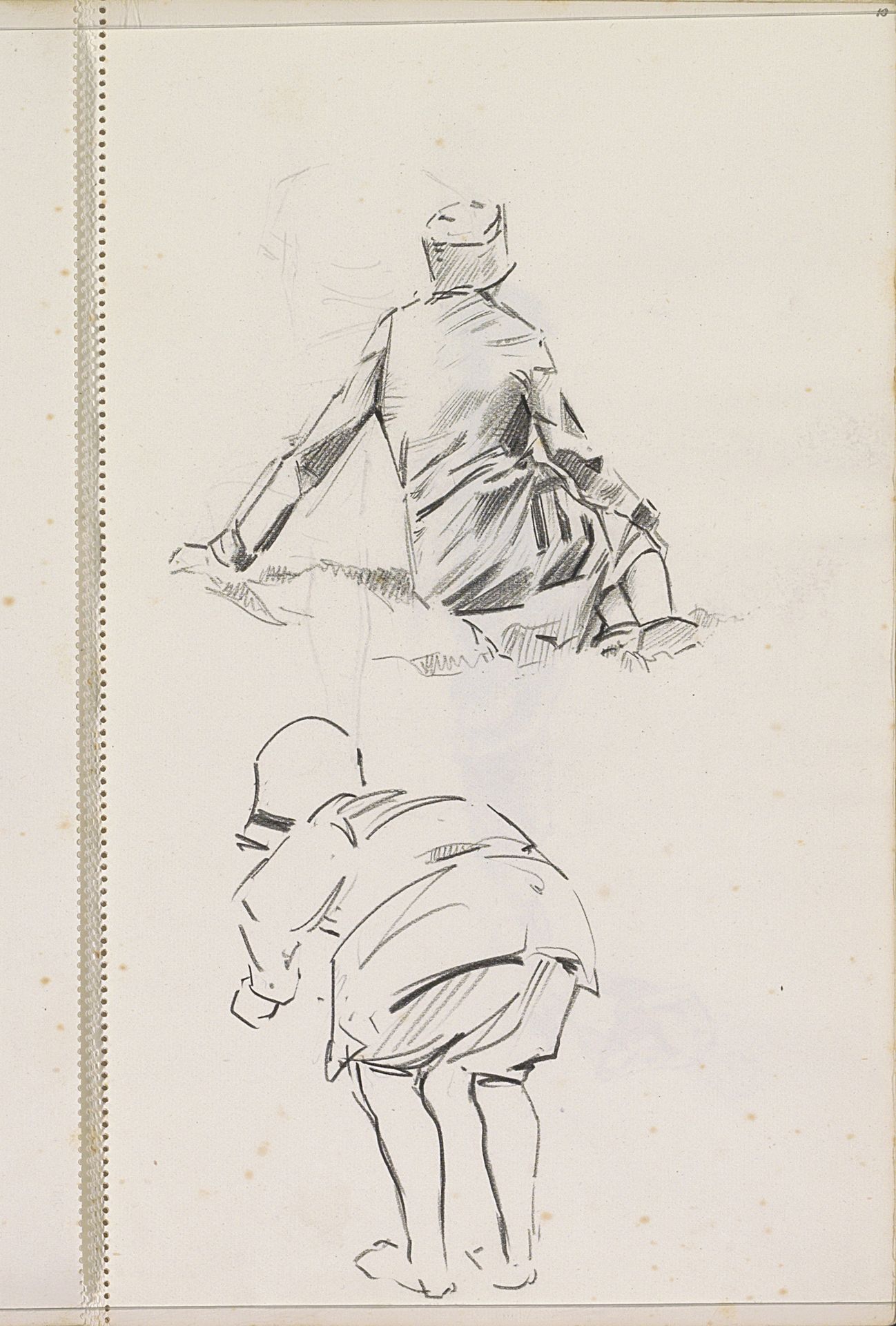 Bukkend kind en een vrouw zittend in het gras by Otto Verhagen