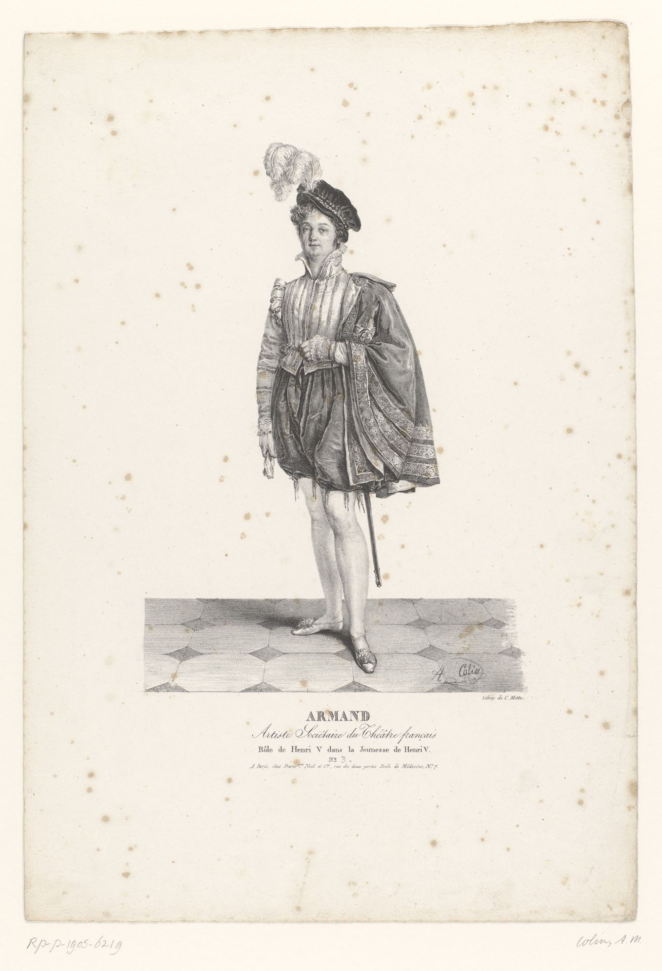 Portret van Armand Benoît Roussel als Henri V in de komedie La Jeunesse de Henri V by Alexandre-Marie Colin