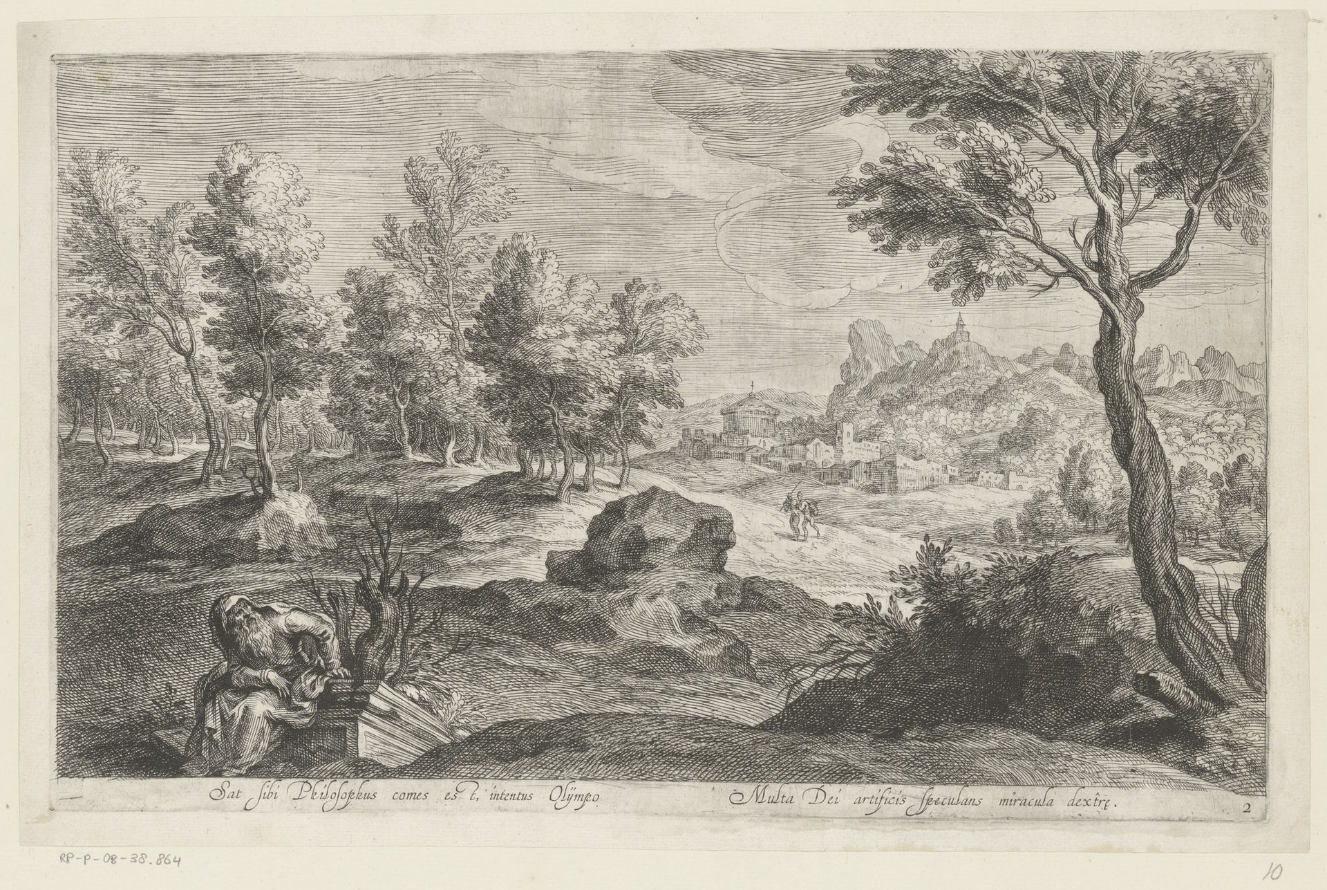 Landschap met grijsaard by Anonymous