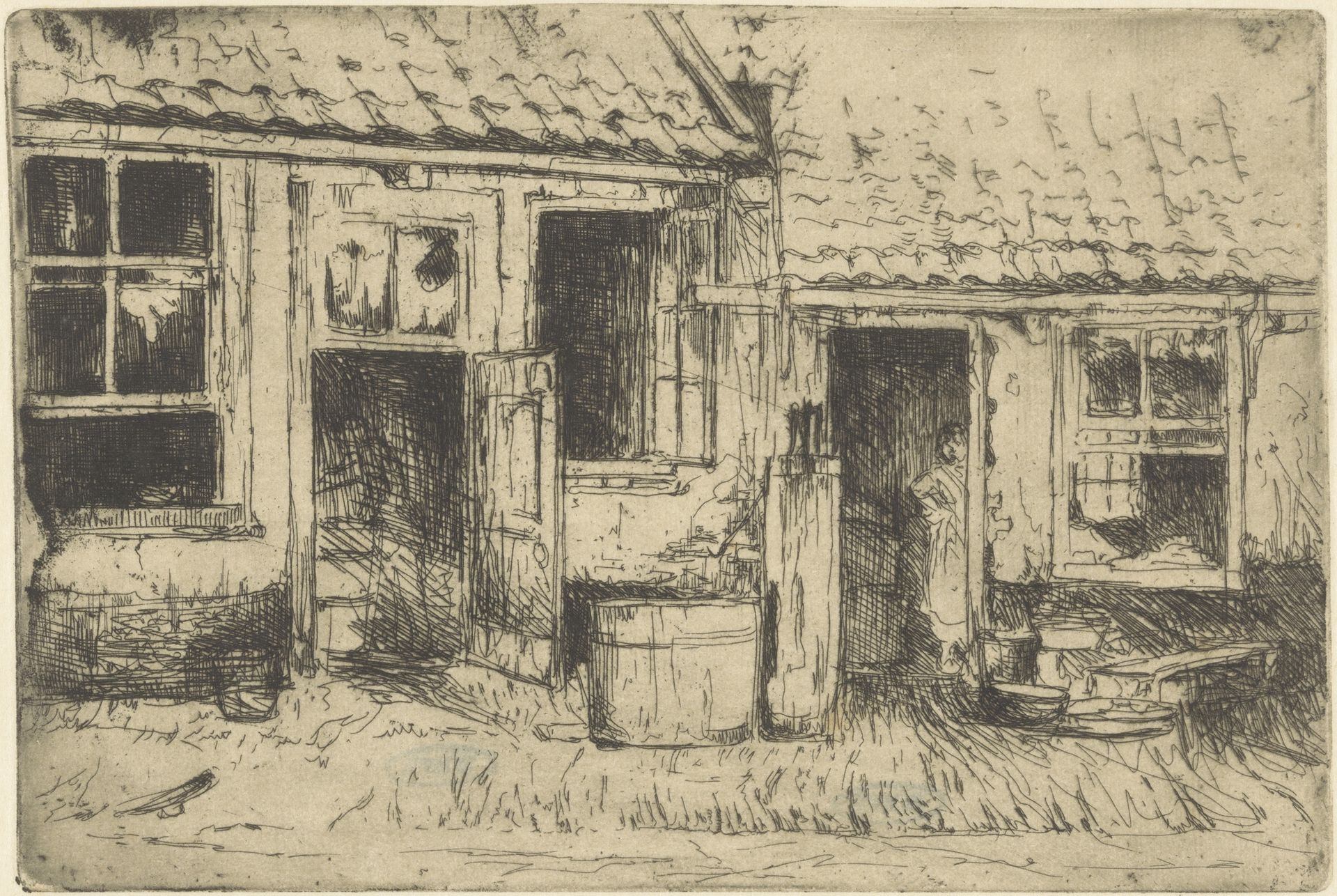 Boerderij bij Voorburg by Willem Adrianus Grondhout