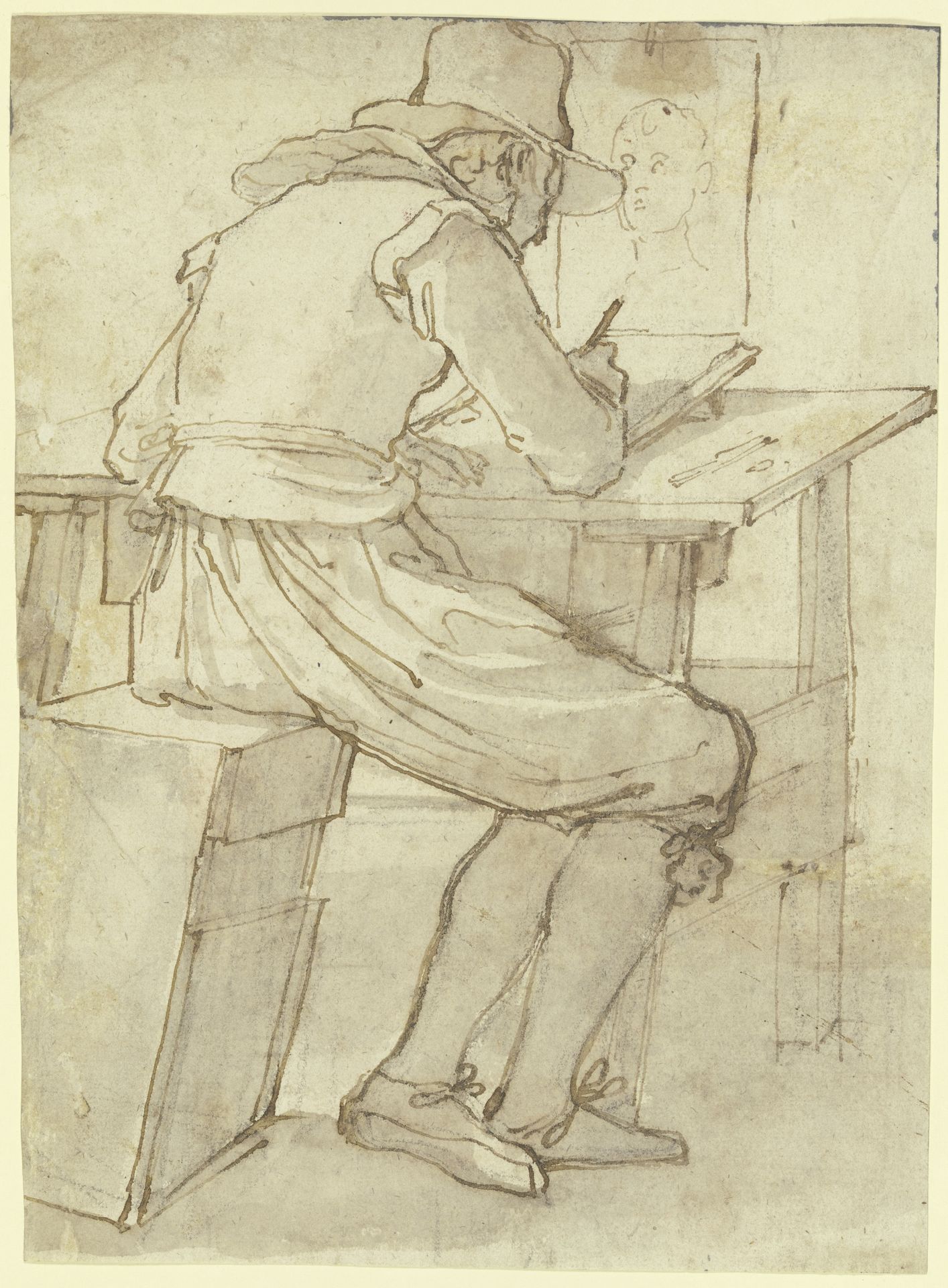 Artist at the drawing table by Jacopo Chimenti gen. Da Empoli